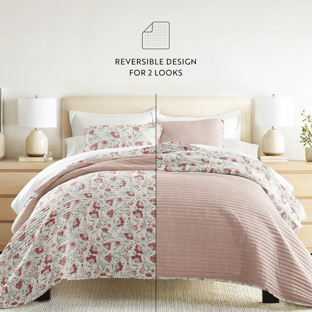 French Jacobean Reversible Quilted Coverlet Set - Image 16