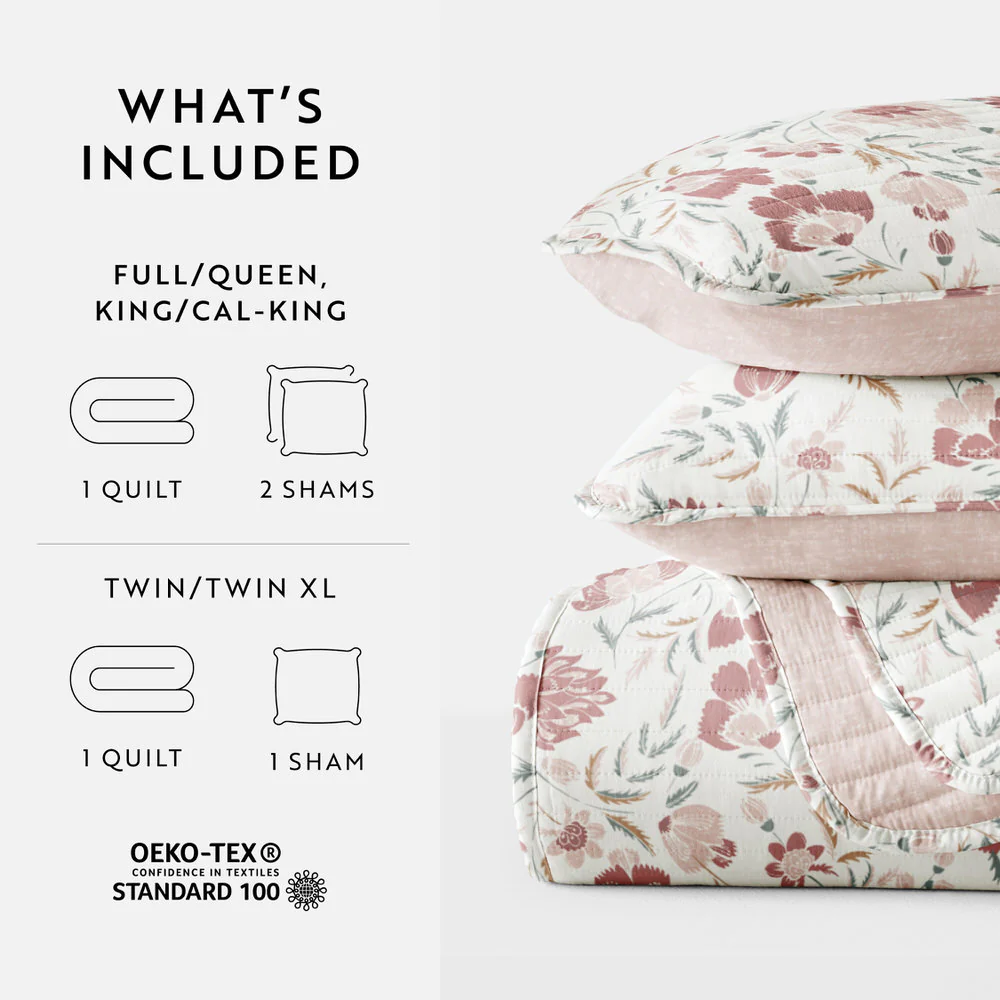 French Jacobean Reversible Quilted Coverlet Set - Image 20