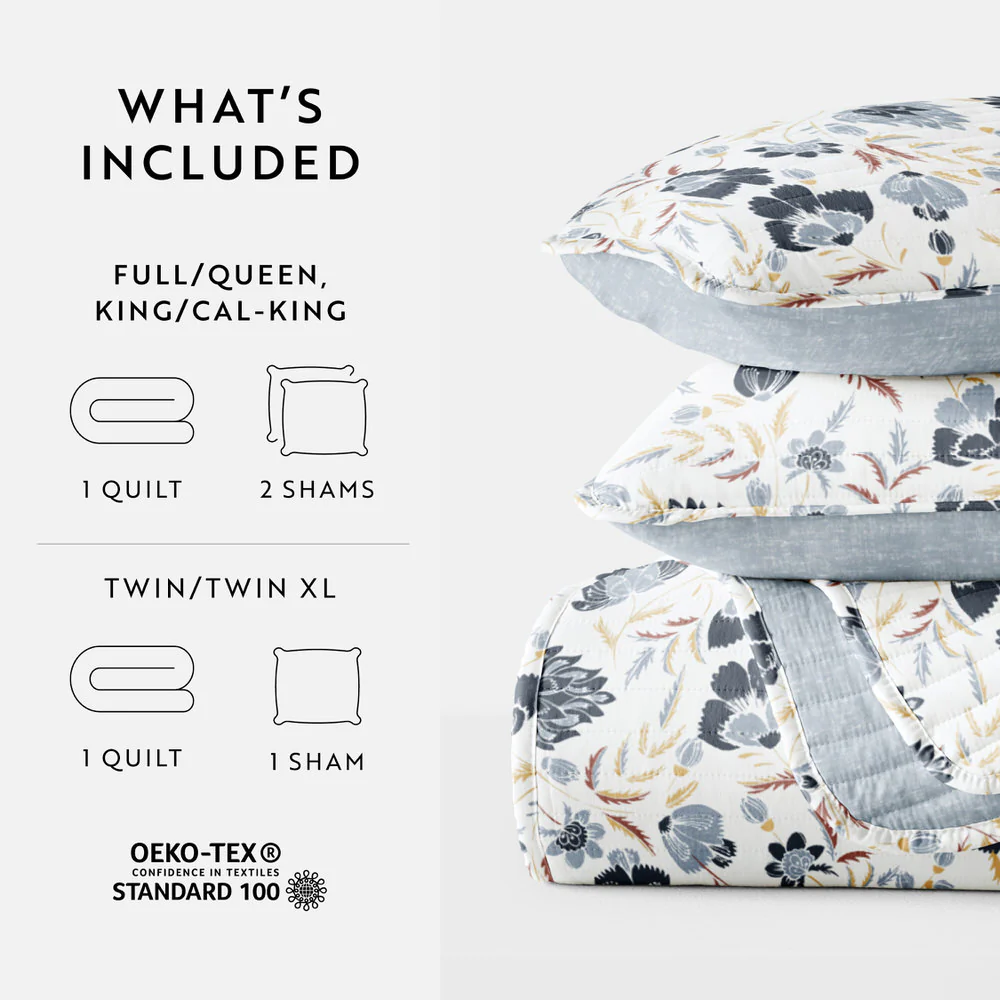 French Jacobean Reversible Quilted Coverlet Set - Image 21