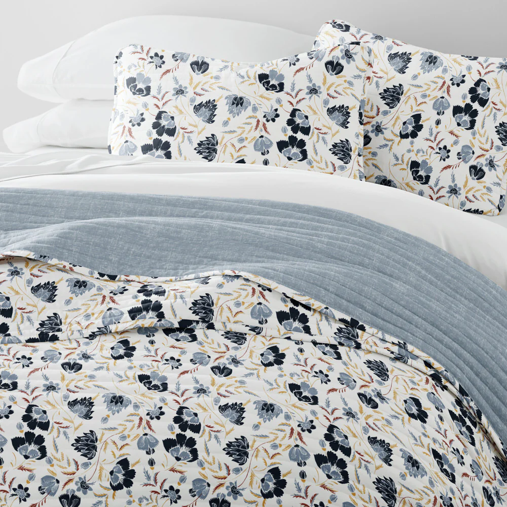 French Jacobean Reversible Quilted Coverlet Set - Image 9