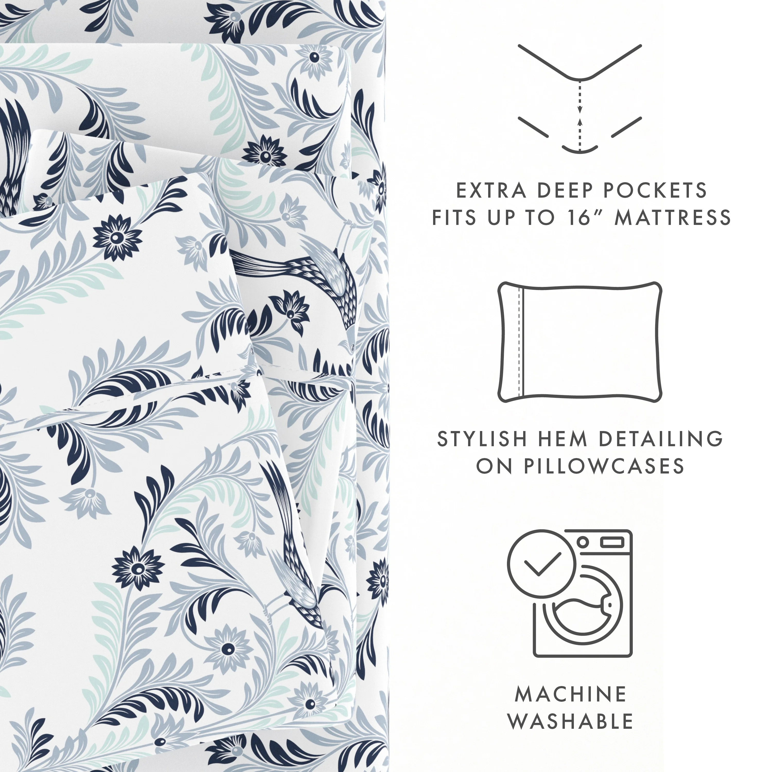 Garden Estate Pattern 4-Piece Sheet Set - Image 7