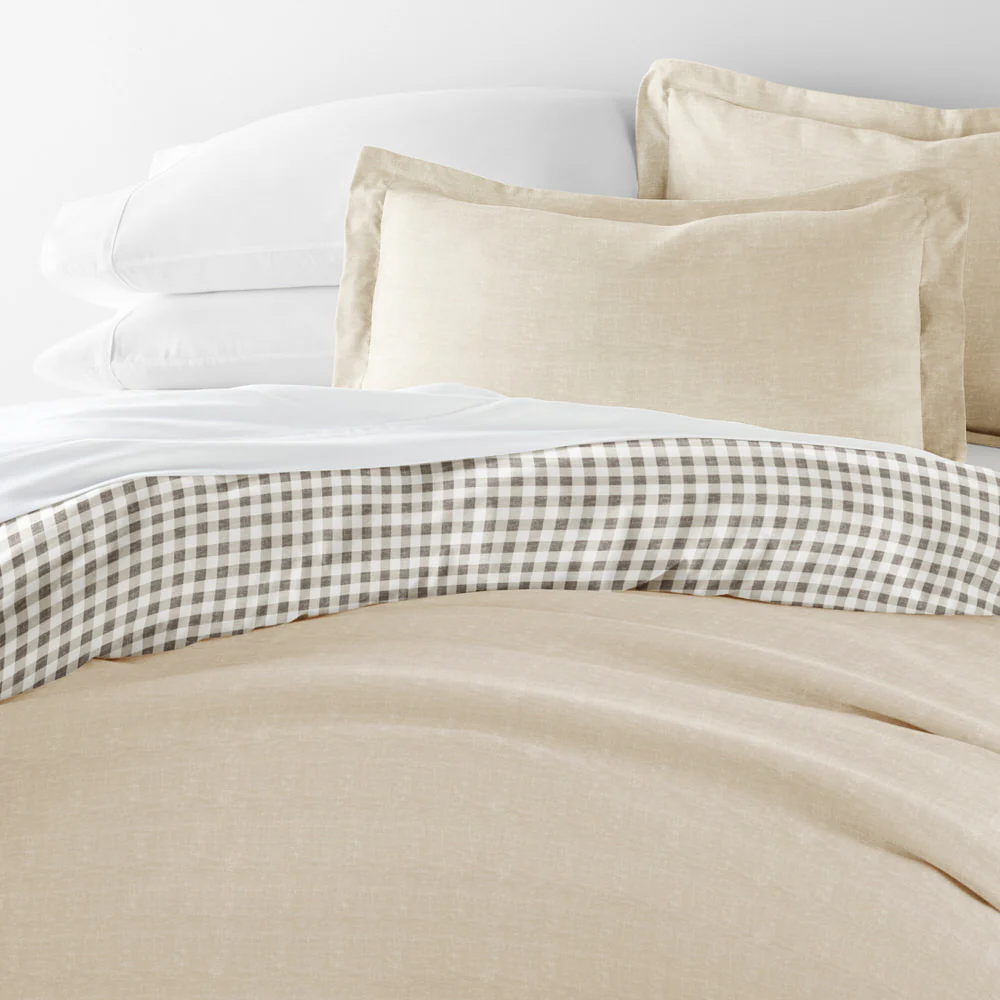 Gingham Check Pattern 3-Piece Reversible Duvet Cover Set - Image 10