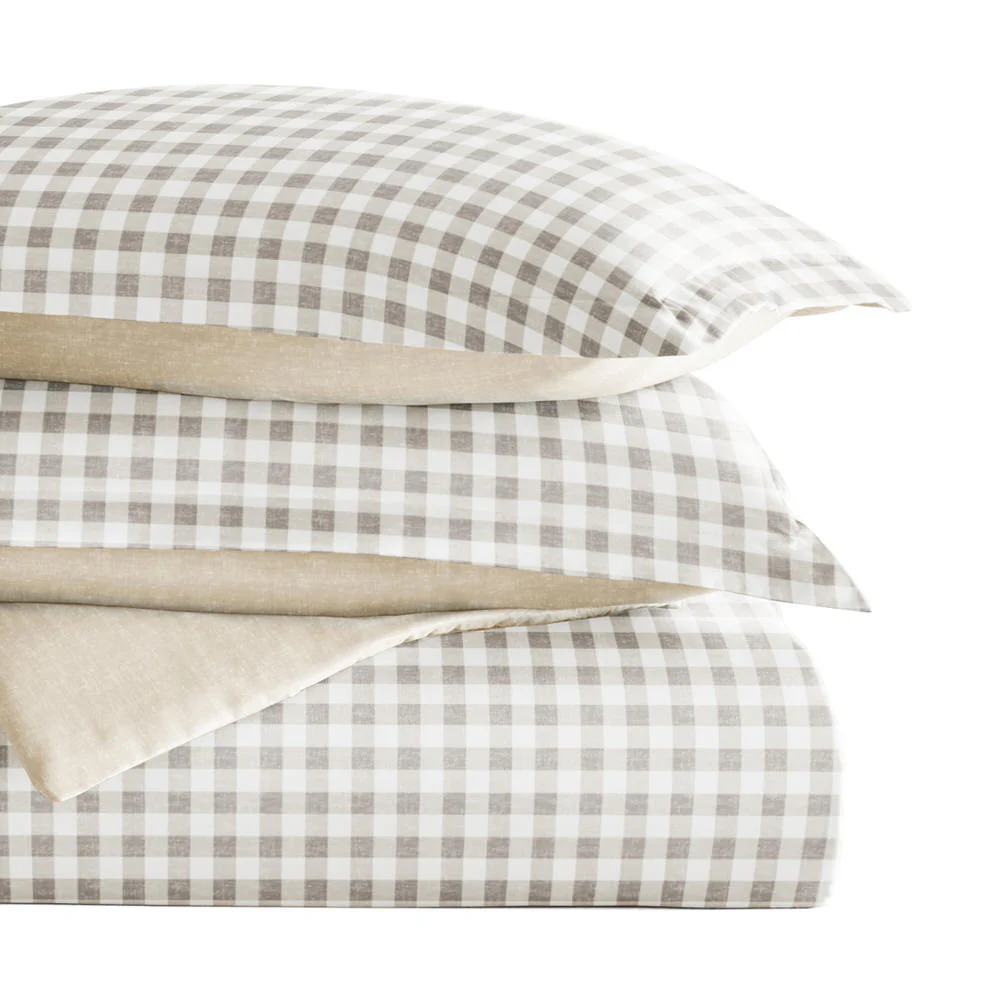 Gingham Check Pattern 3-Piece Reversible Duvet Cover Set - Image 11