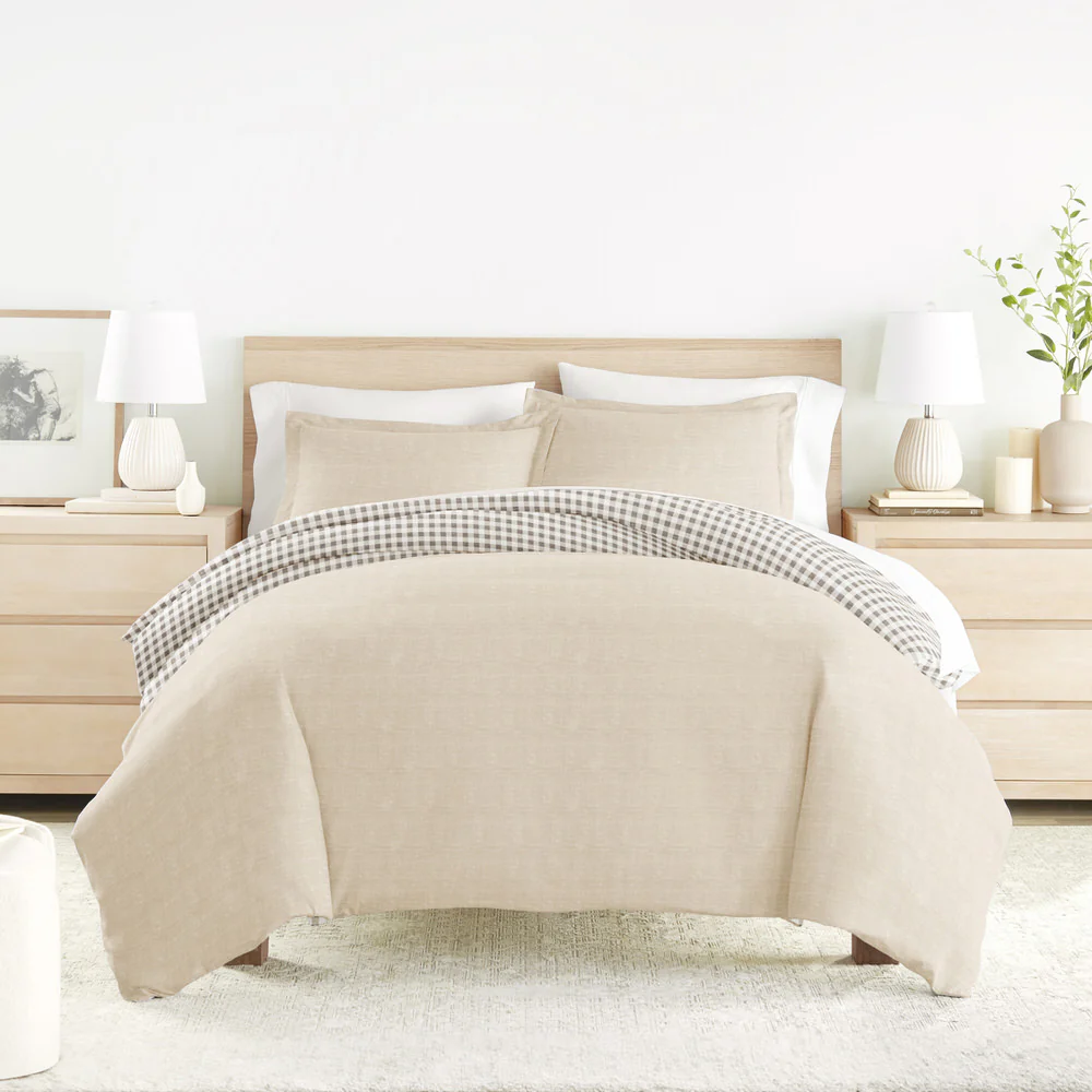 Gingham Check Pattern 3-Piece Reversible Duvet Cover Set - Image 6