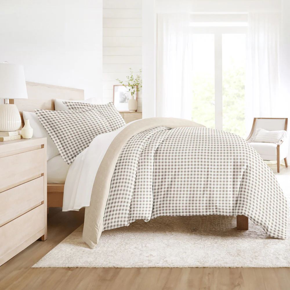 Gingham Check Pattern 3-Piece Reversible Duvet Cover Set - Image 7