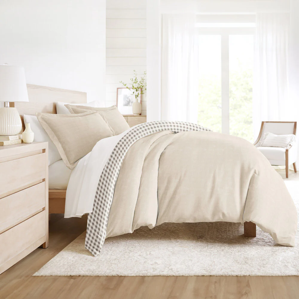 Gingham Check Pattern 3-Piece Reversible Duvet Cover Set - Image 8