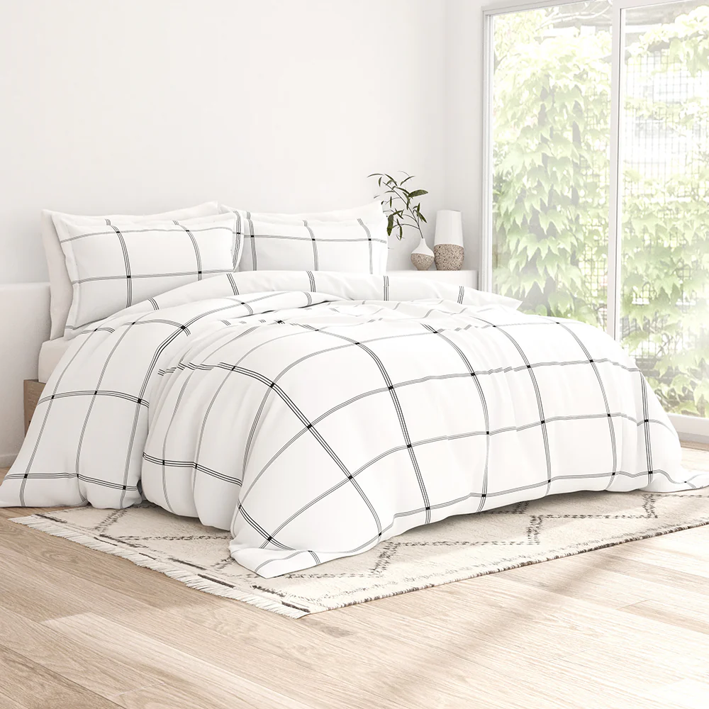 Grid Pattern 3-Piece Duvet Cover Set - Image 2