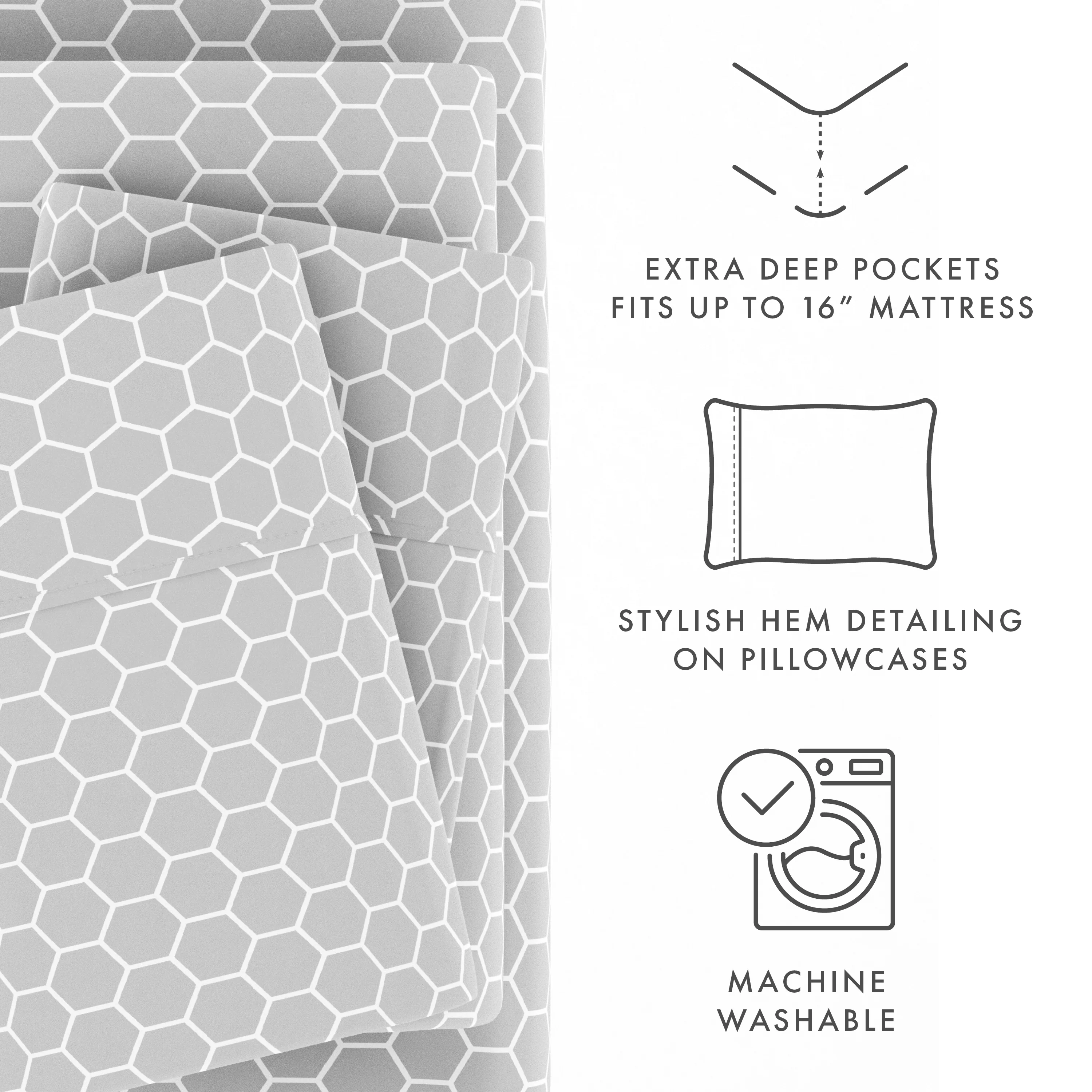 Honeycomb Pattern 4-Piece Sheet Set - Image 14