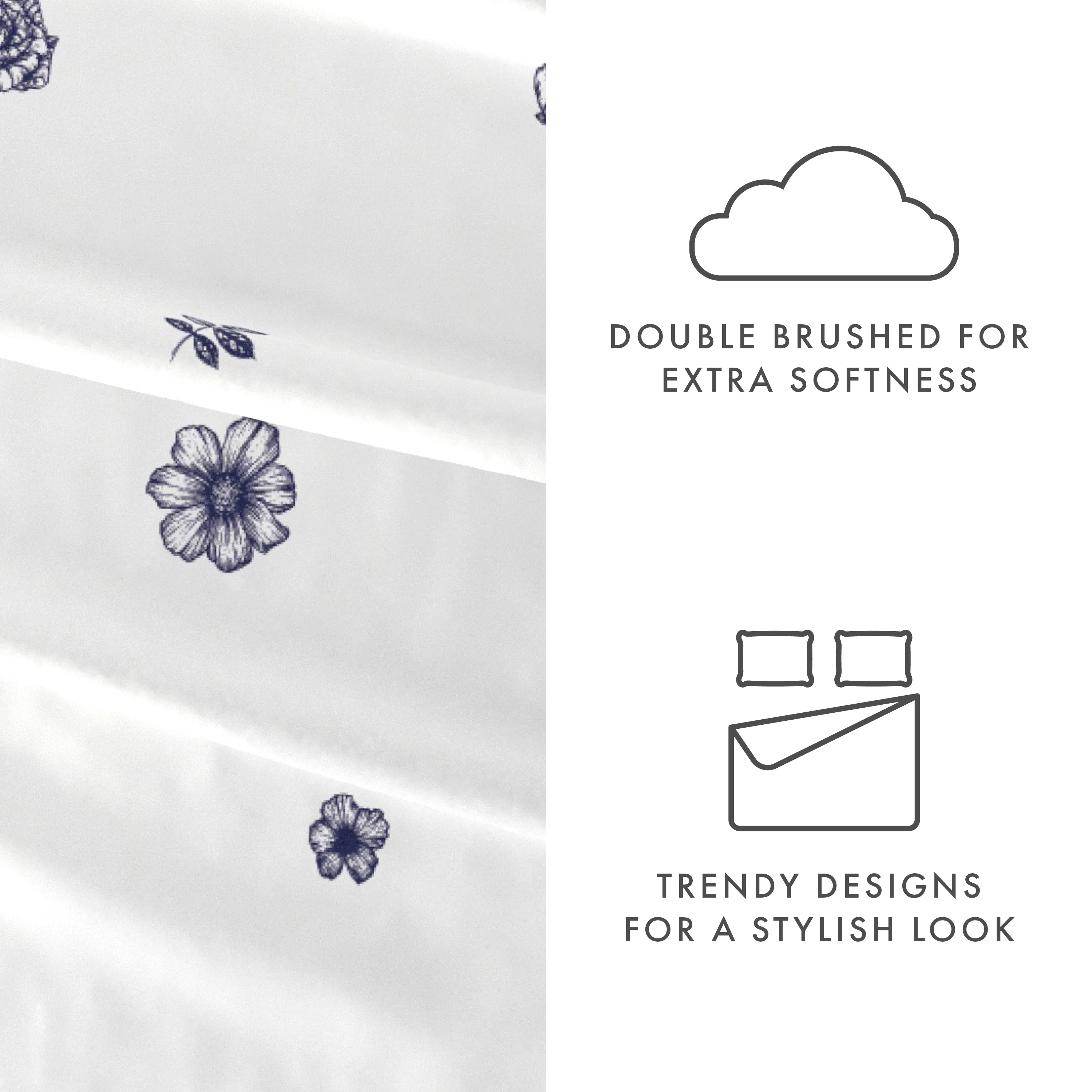 Indigo Flowers Pattern 4-Piece Sheet Set - Sale - Image 6