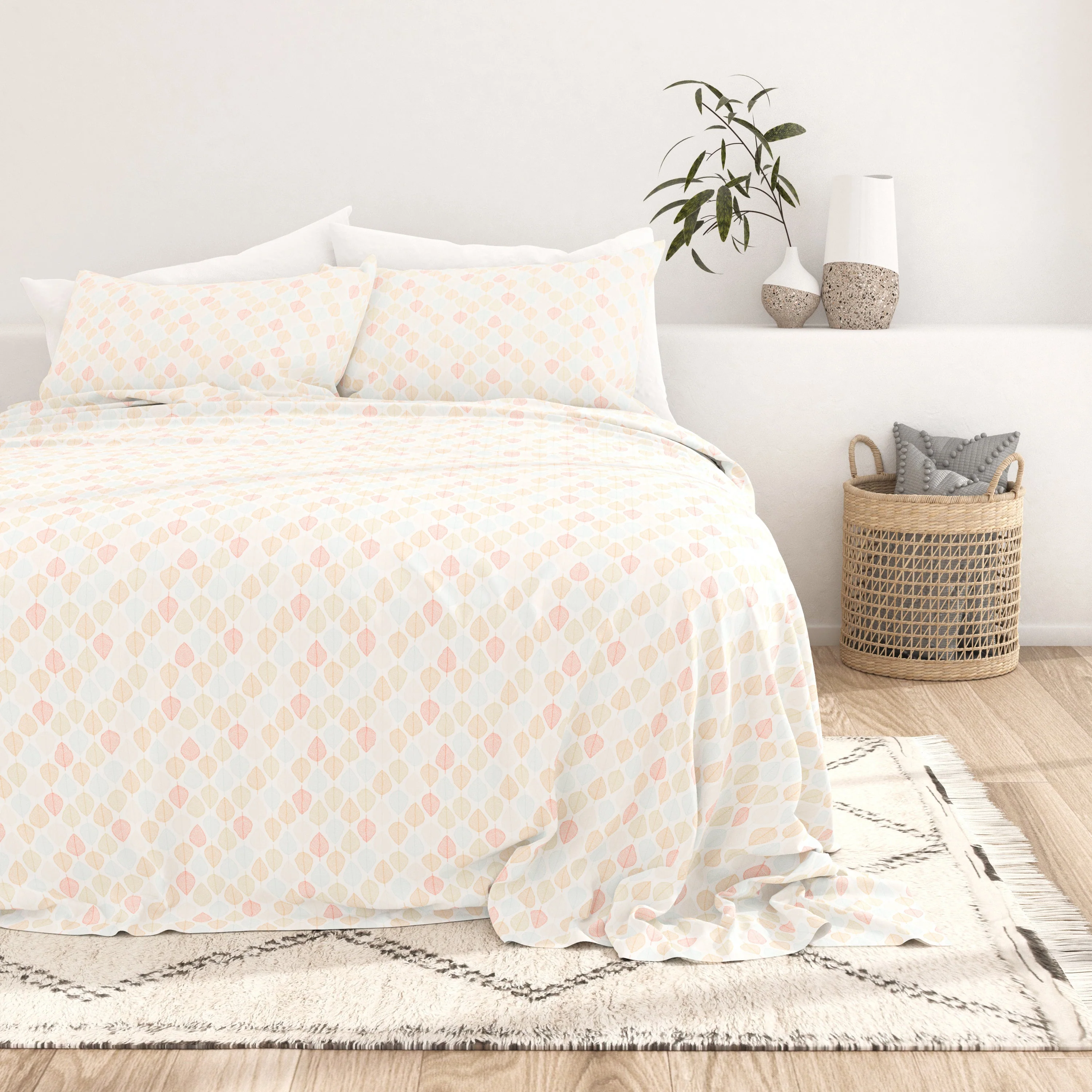 Leaf Pattern 4-Piece Sheet Set - Sale - Image 3