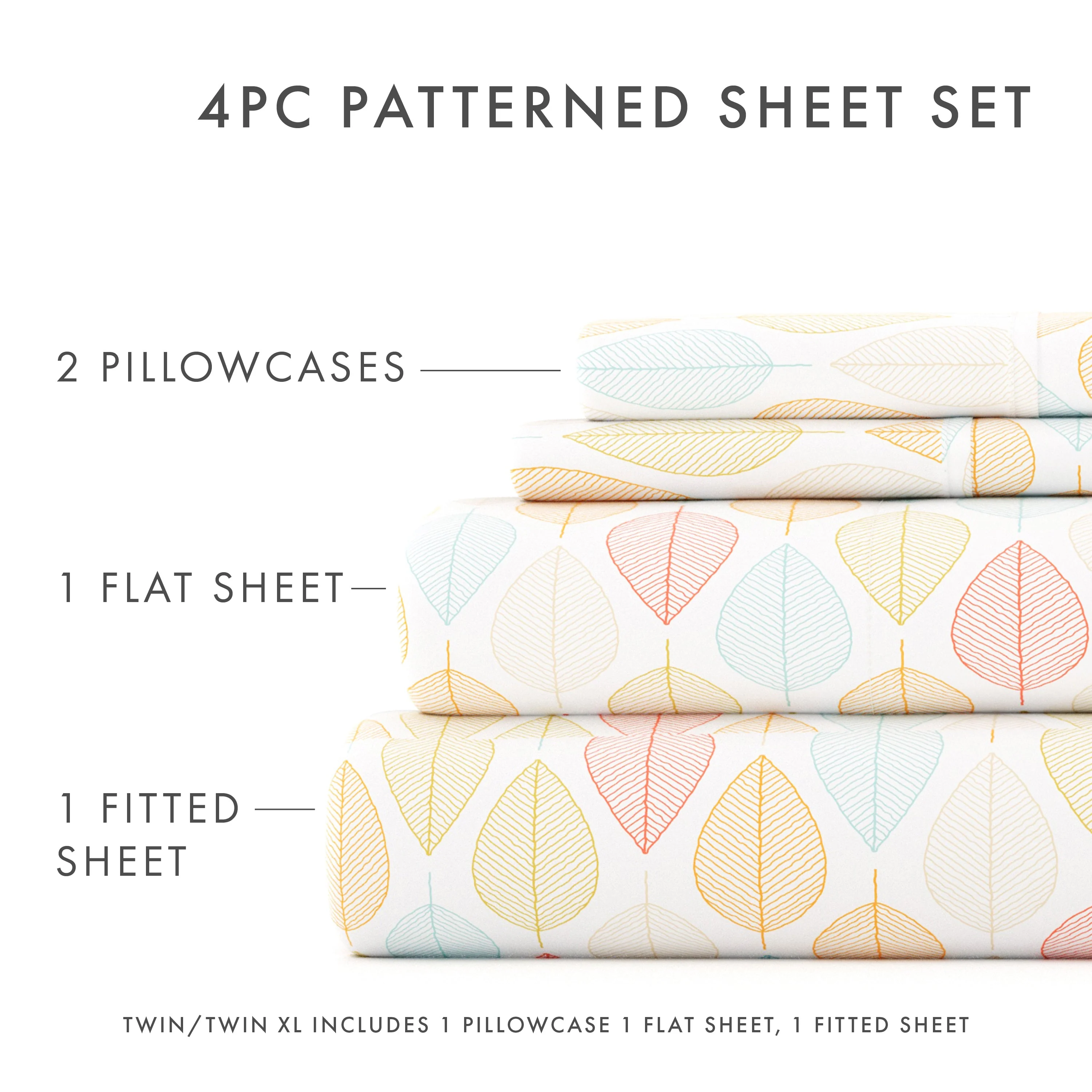 Leaf Pattern 4-Piece Sheet Set - Sale - Image 5