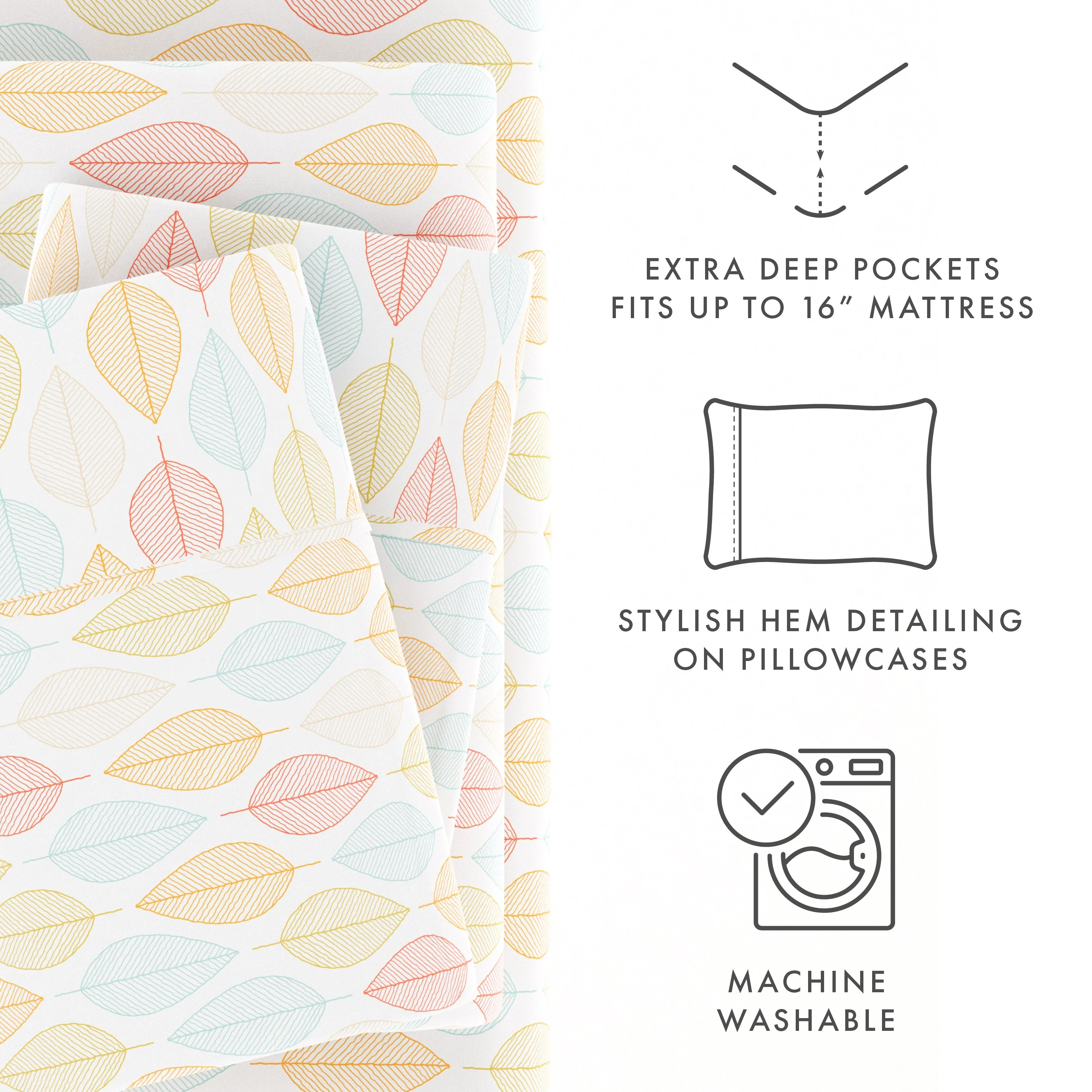 Leaf Pattern 4-Piece Sheet Set - Sale - Image 7