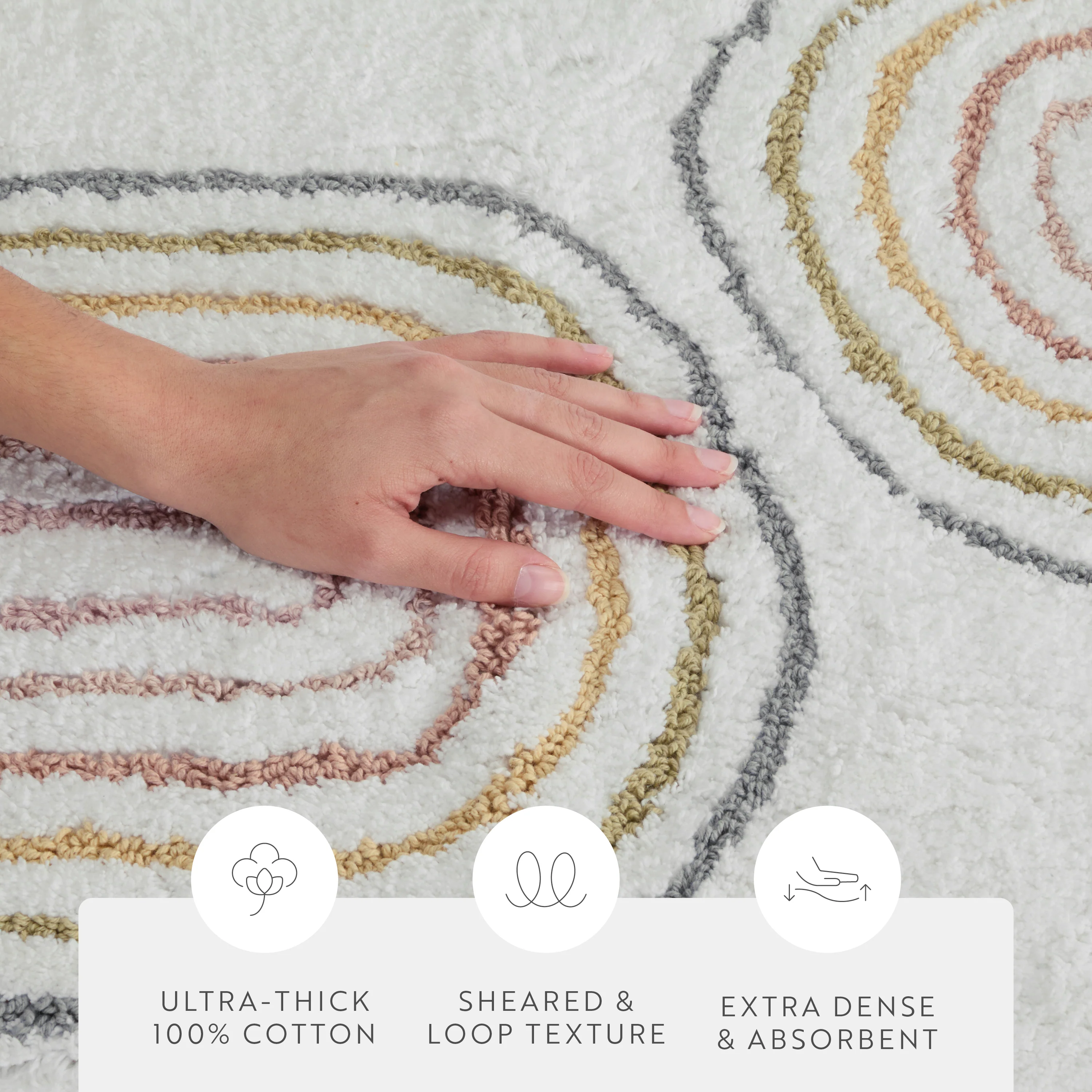 100% Cotton Linear Geo Patterned Bath Mat - Image 20