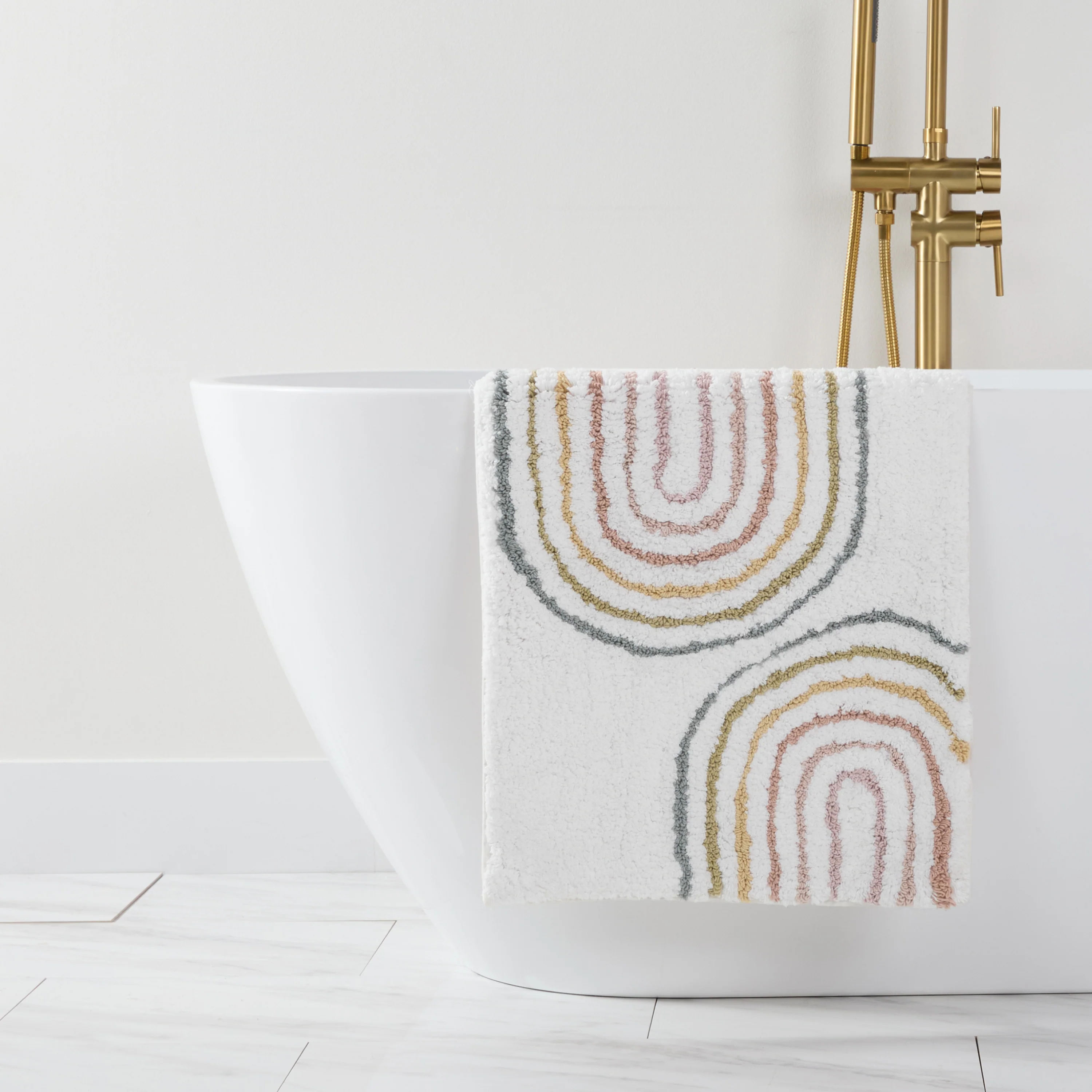 100% Cotton Linear Geo Patterned Bath Mat - Image 4