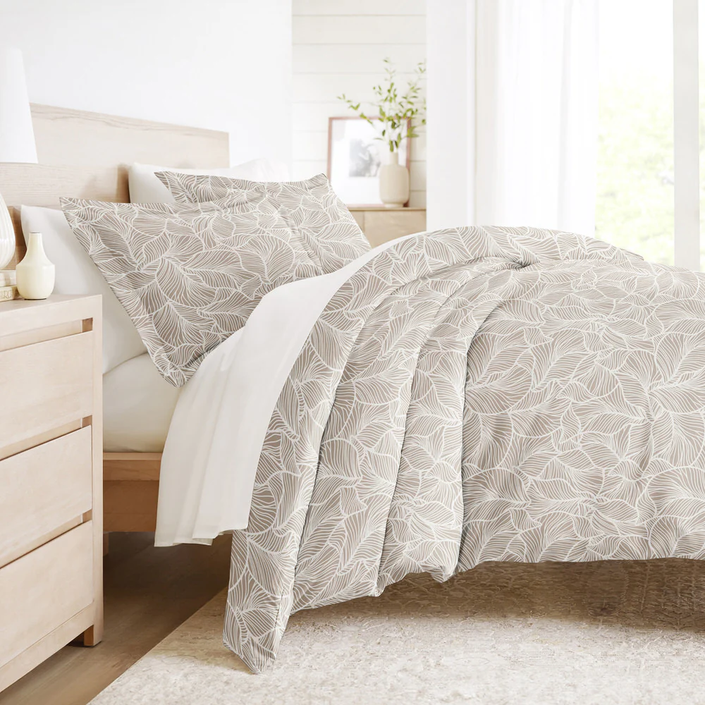 Linear Leaves Pattern 3-Piece Duvet Cover Set - Image 2