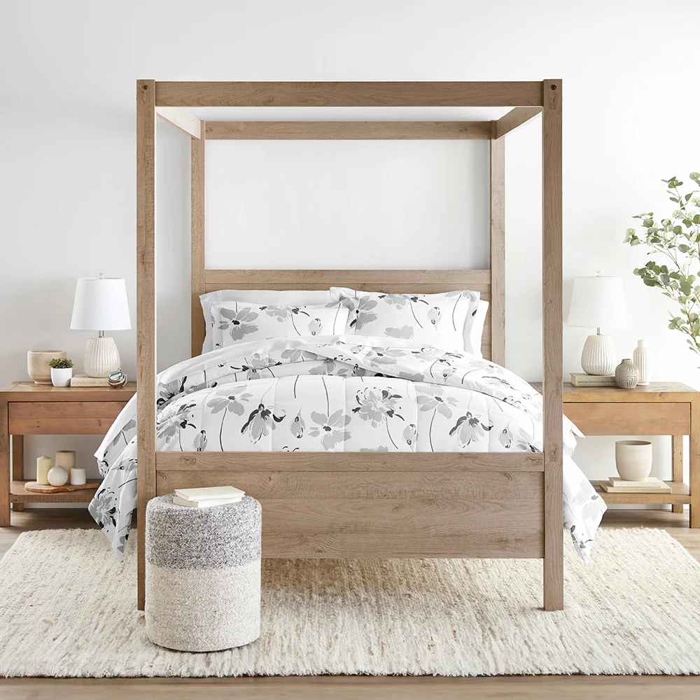Magnolia Grey Patterned Down-Alternative Comforter Set - Image 3