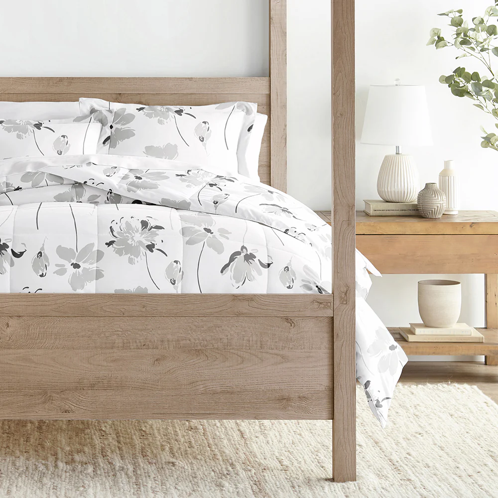 Magnolia Grey Patterned Down-Alternative Comforter Set - Image 4