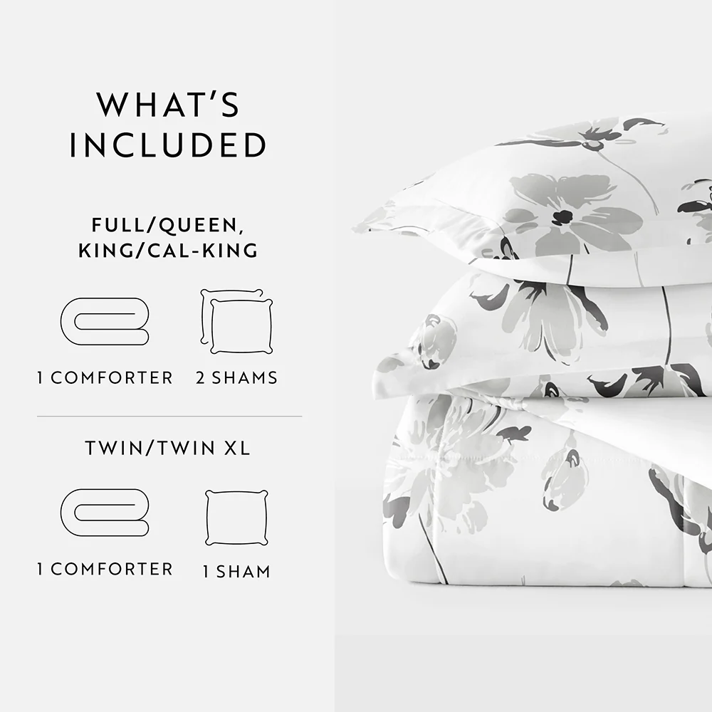 Magnolia Grey Patterned Down-Alternative Comforter Set - Image 9