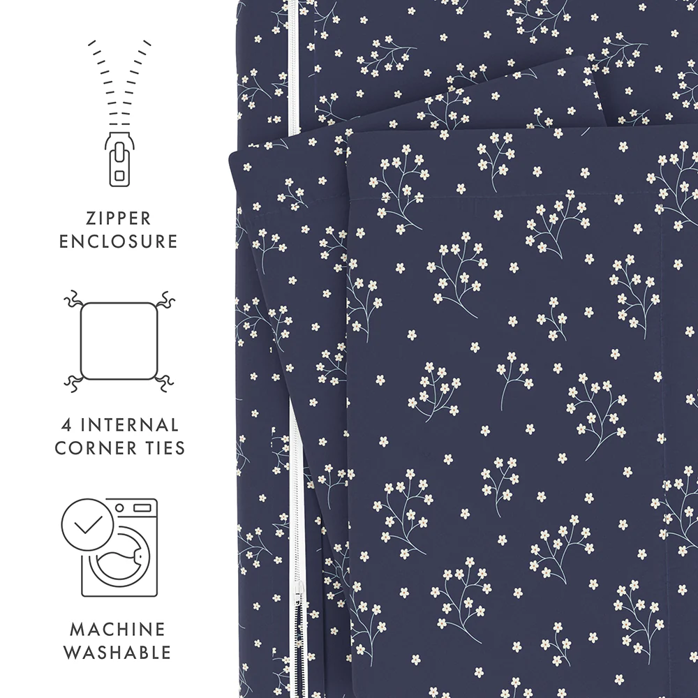 Midnight Blossoms Pattern 3-Piece Duvet Cover Set - Image 9
