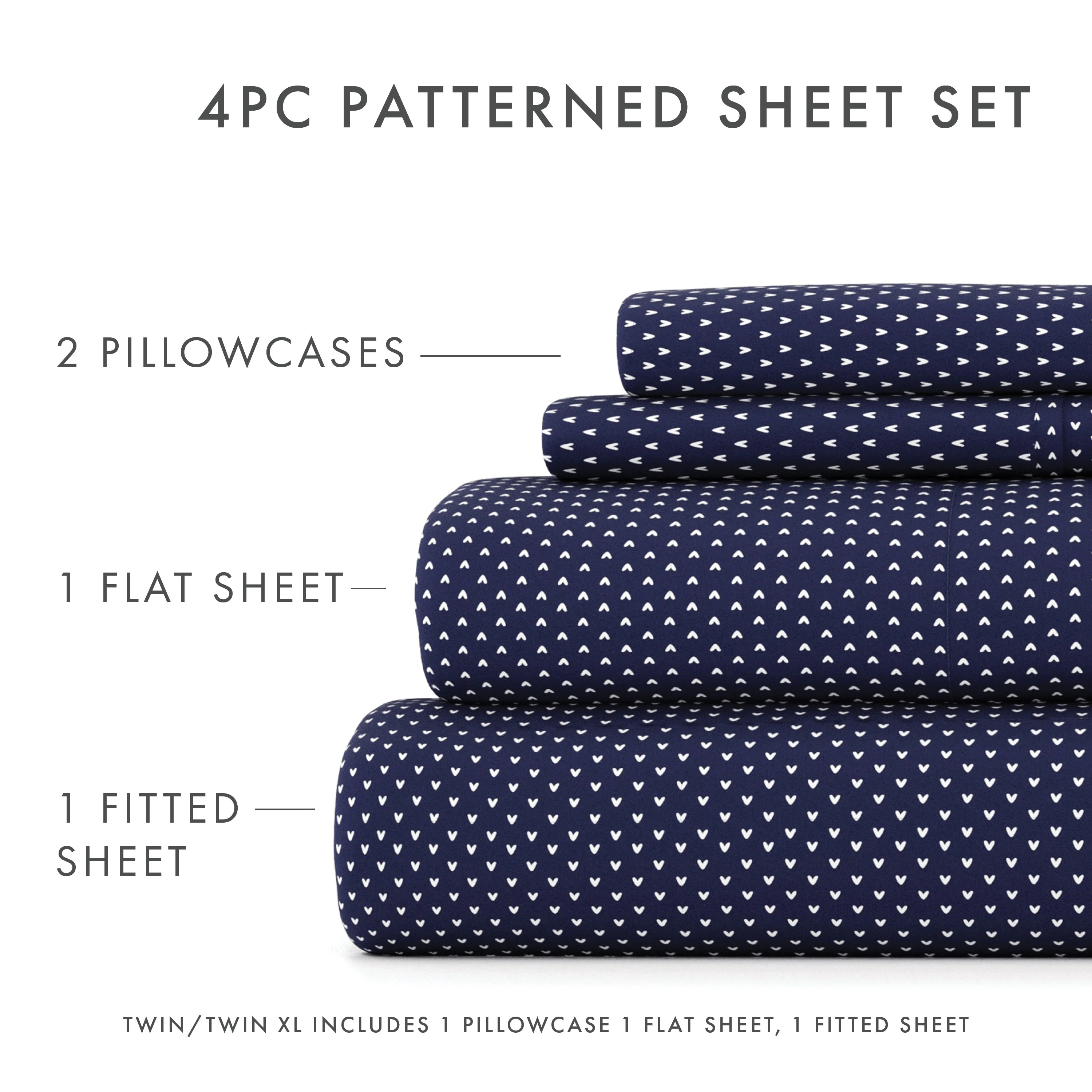 My Heart Pattern 4-Piece Sheet Set - Sale - Image 15
