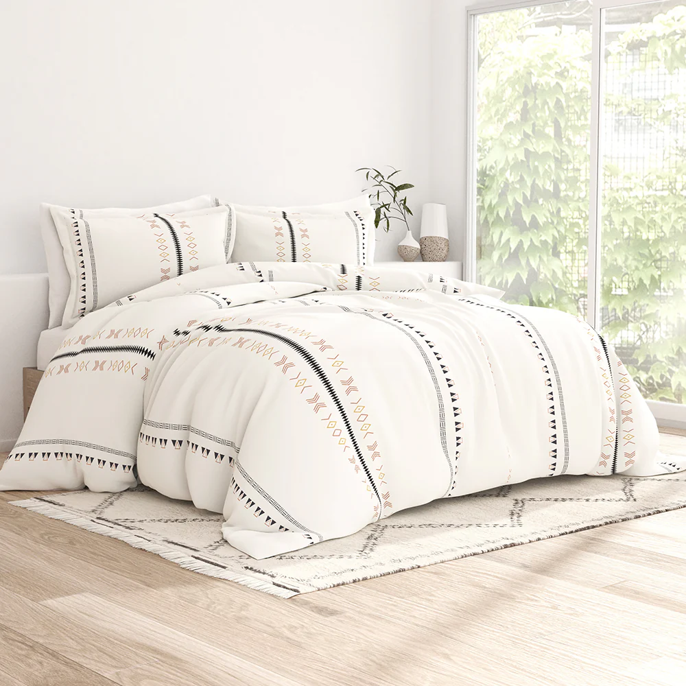 Natural Geo Lines Pattern 3-Piece Duvet Cover Set - Image 2