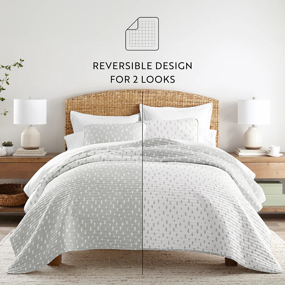 Painted Dots Reversible Quilted Coverlet Set - Sale - Image 5