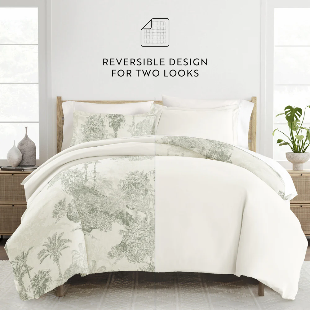 Paradise Toile Pattern 3-Piece Reversible Duvet Cover Set - Image 12