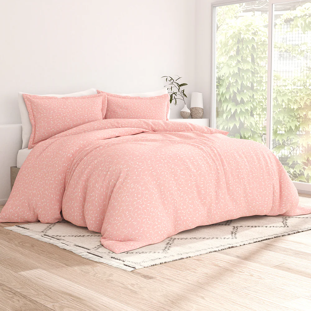 Pink Buds Pattern 3-Piece Duvet Cover Set - Image 2