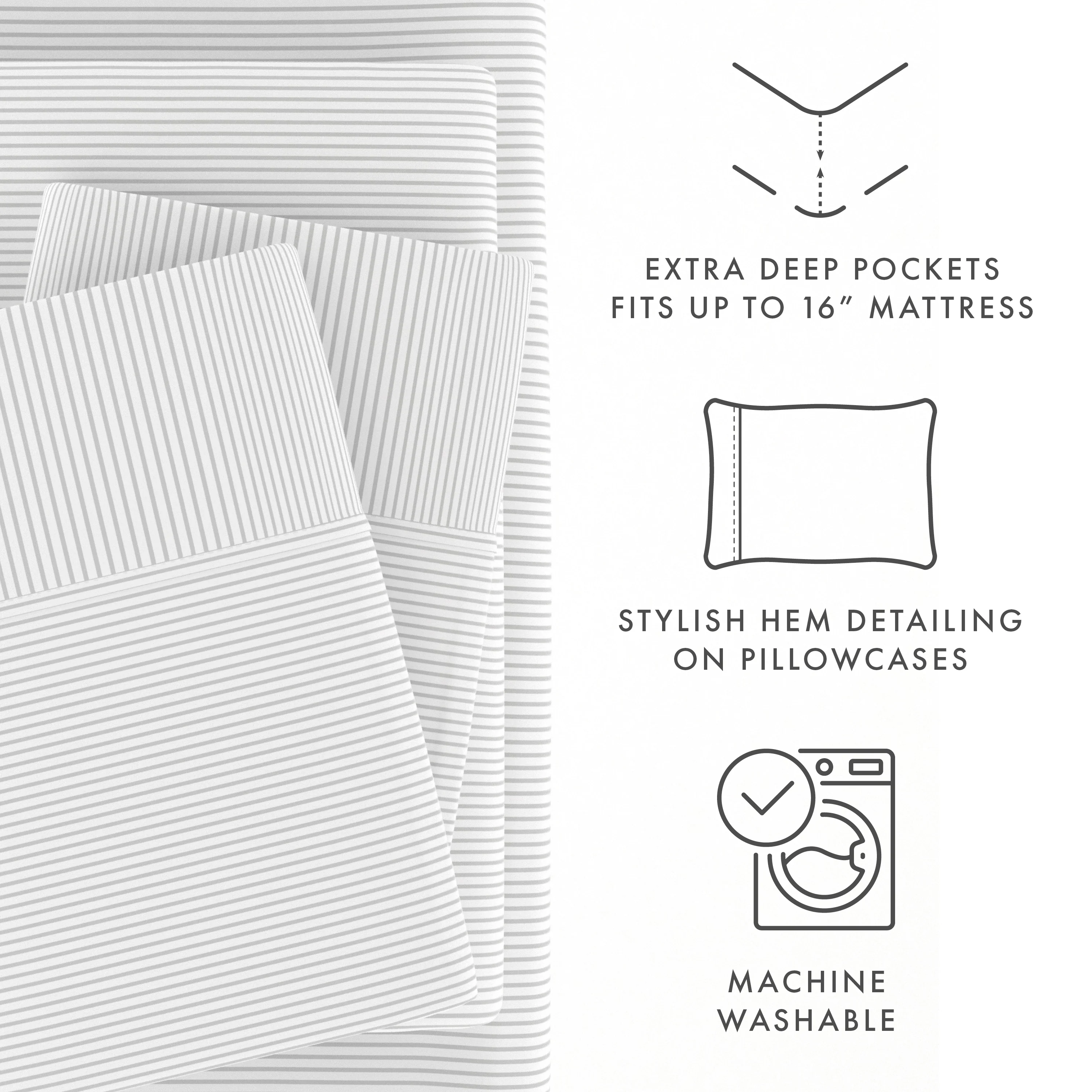 Pinstriped Pattern 4-Piece Sheet Set - Image 7