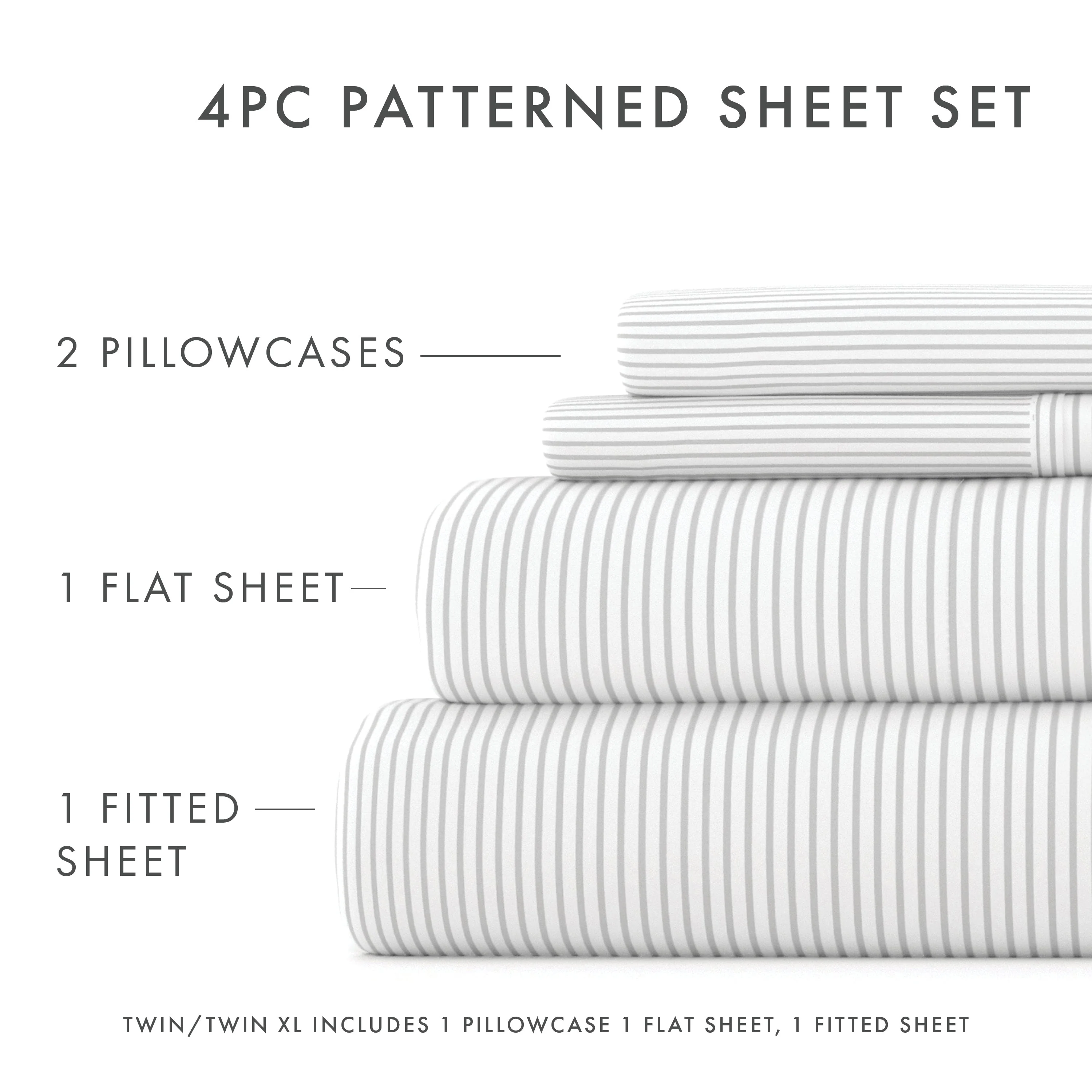 Pinstriped Pattern 4-Piece Sheet Set - Sale - Image 5