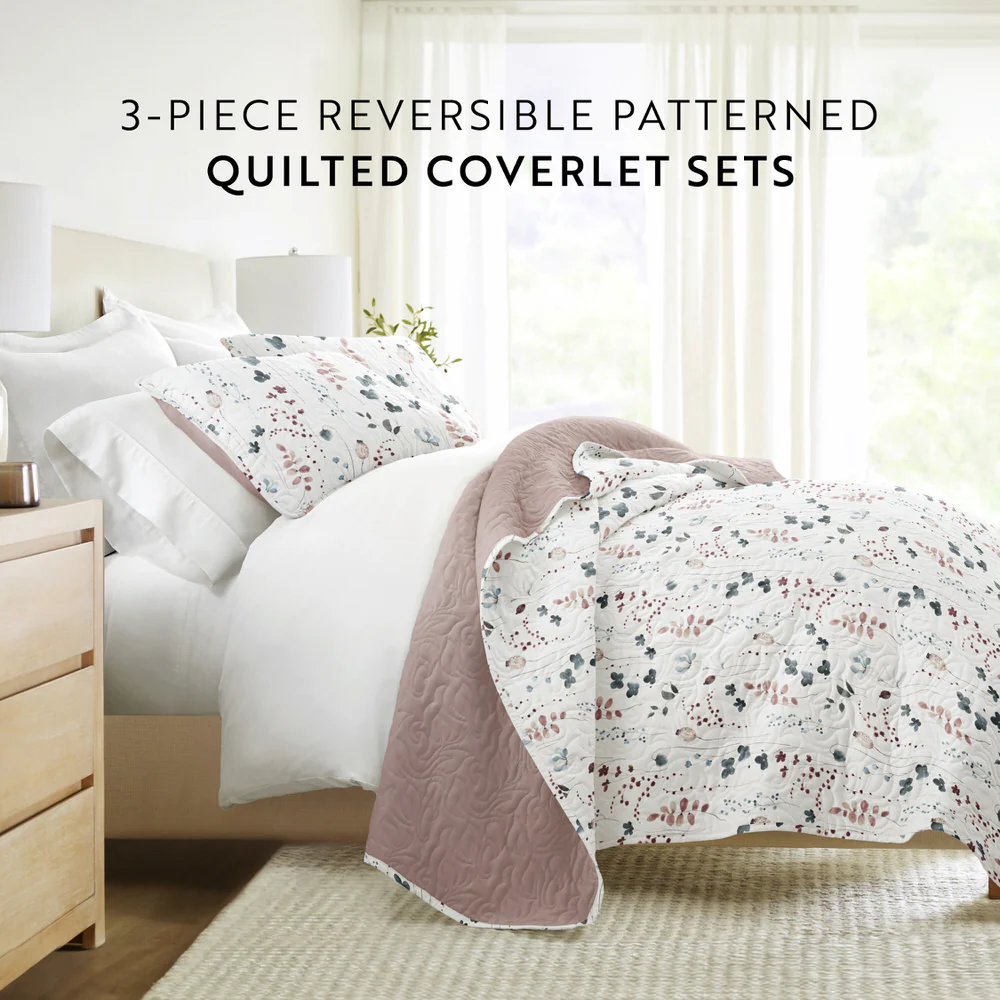Poppy Bloom Reversible Quilted Coverlet Set - Image 7