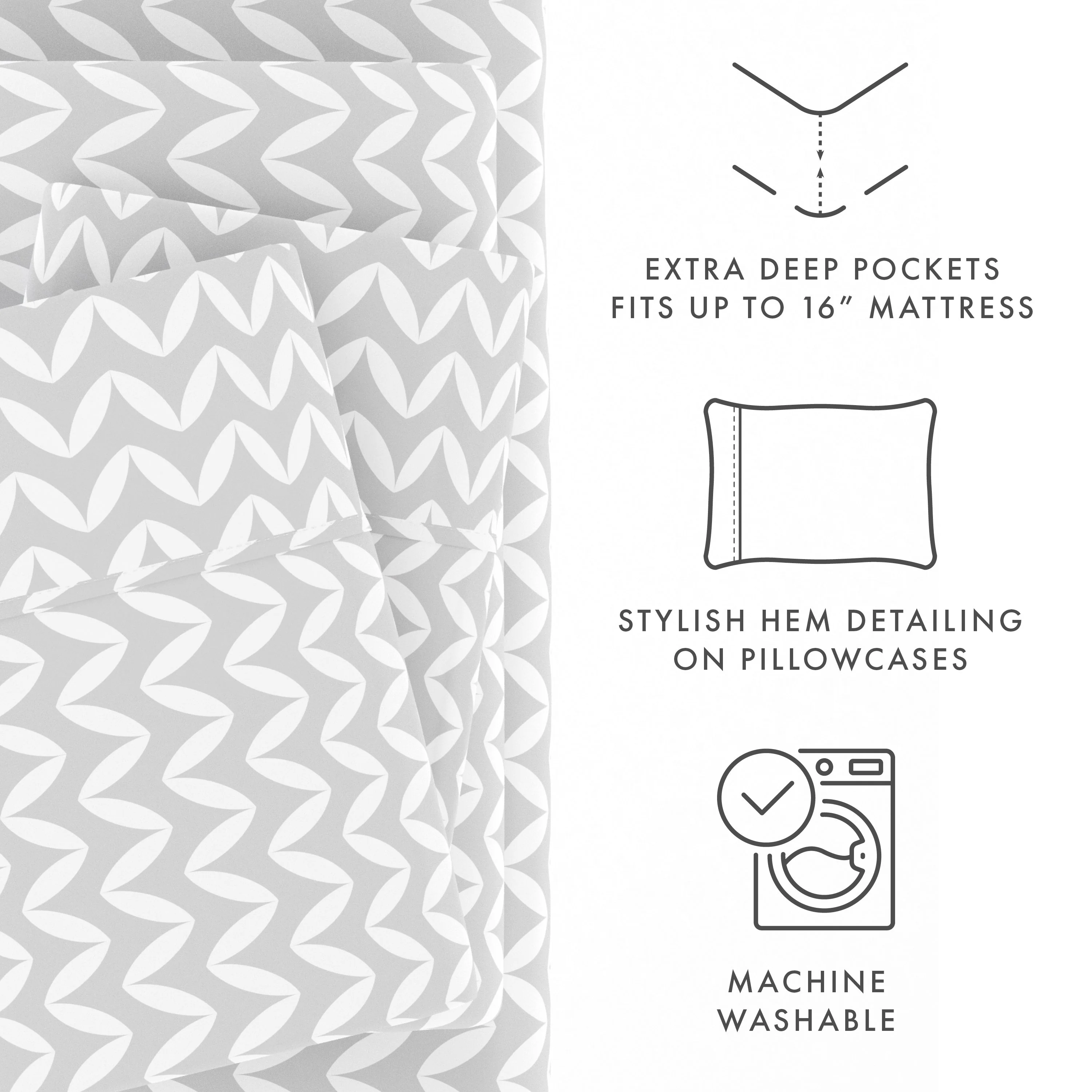 Puffed Chevron Pattern 4-Piece Sheet Set - Sale - Image 21