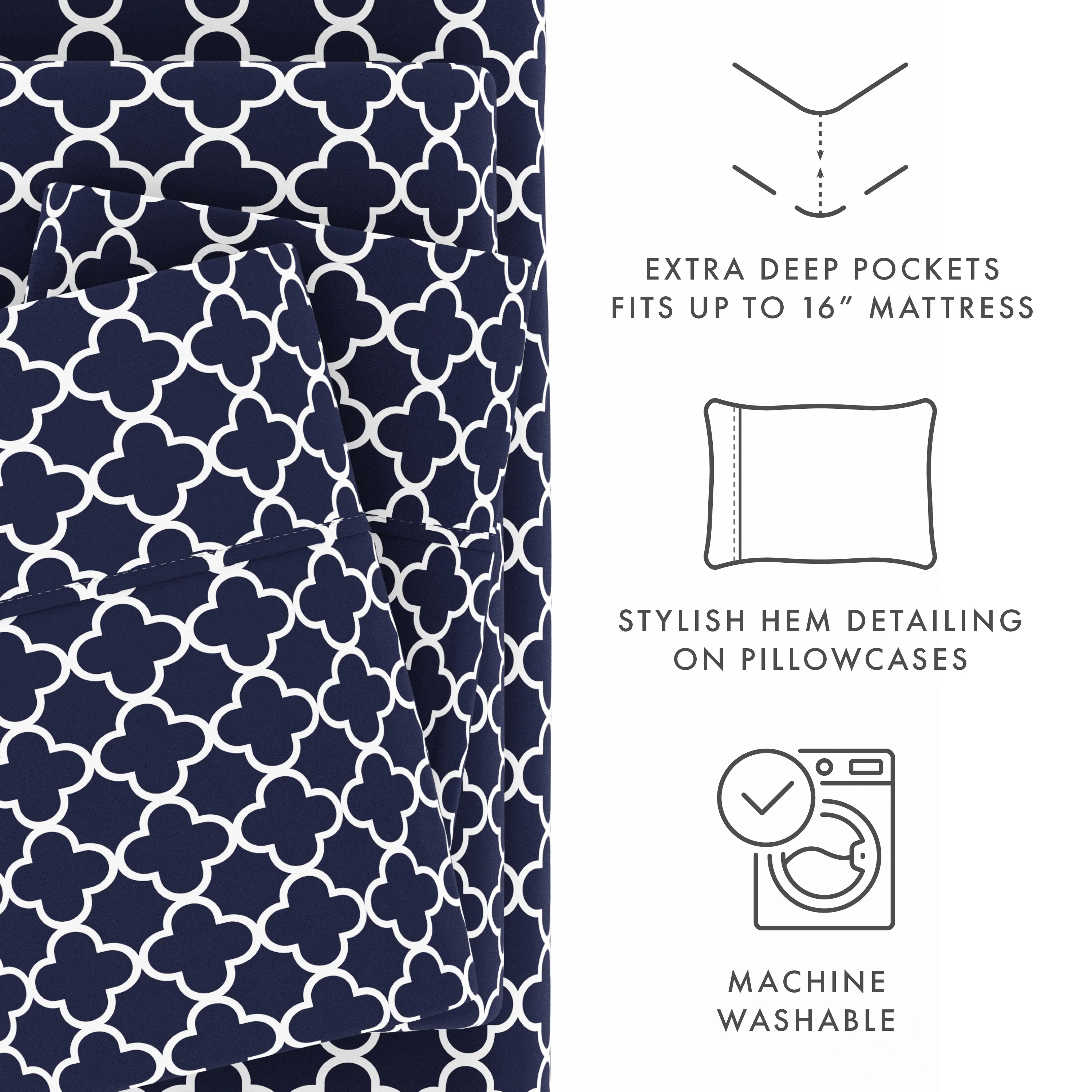 Quatrefoil Pattern 4-Piece Sheet Set - Image 13