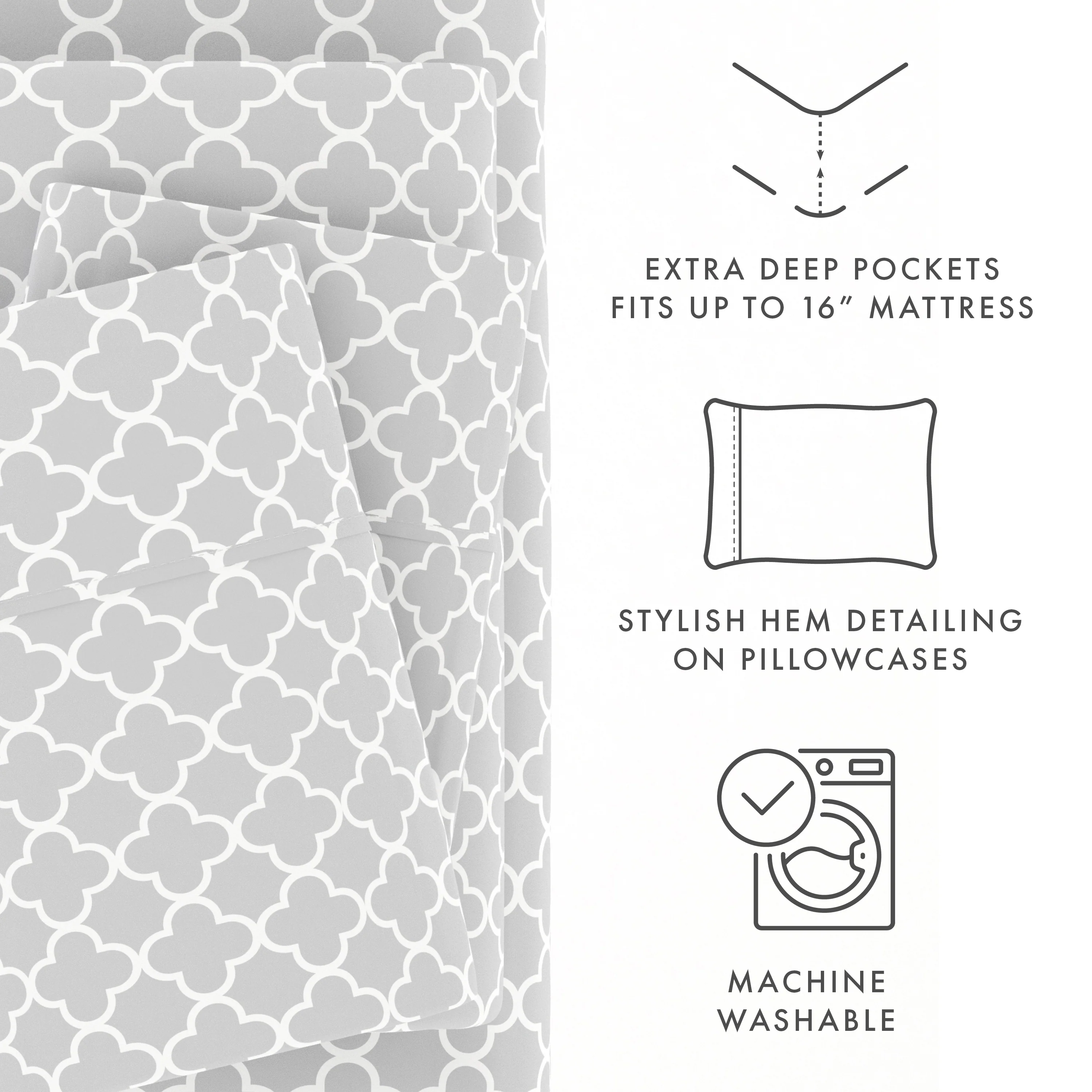 Quatrefoil Pattern 4-Piece Sheet Set - Image 14