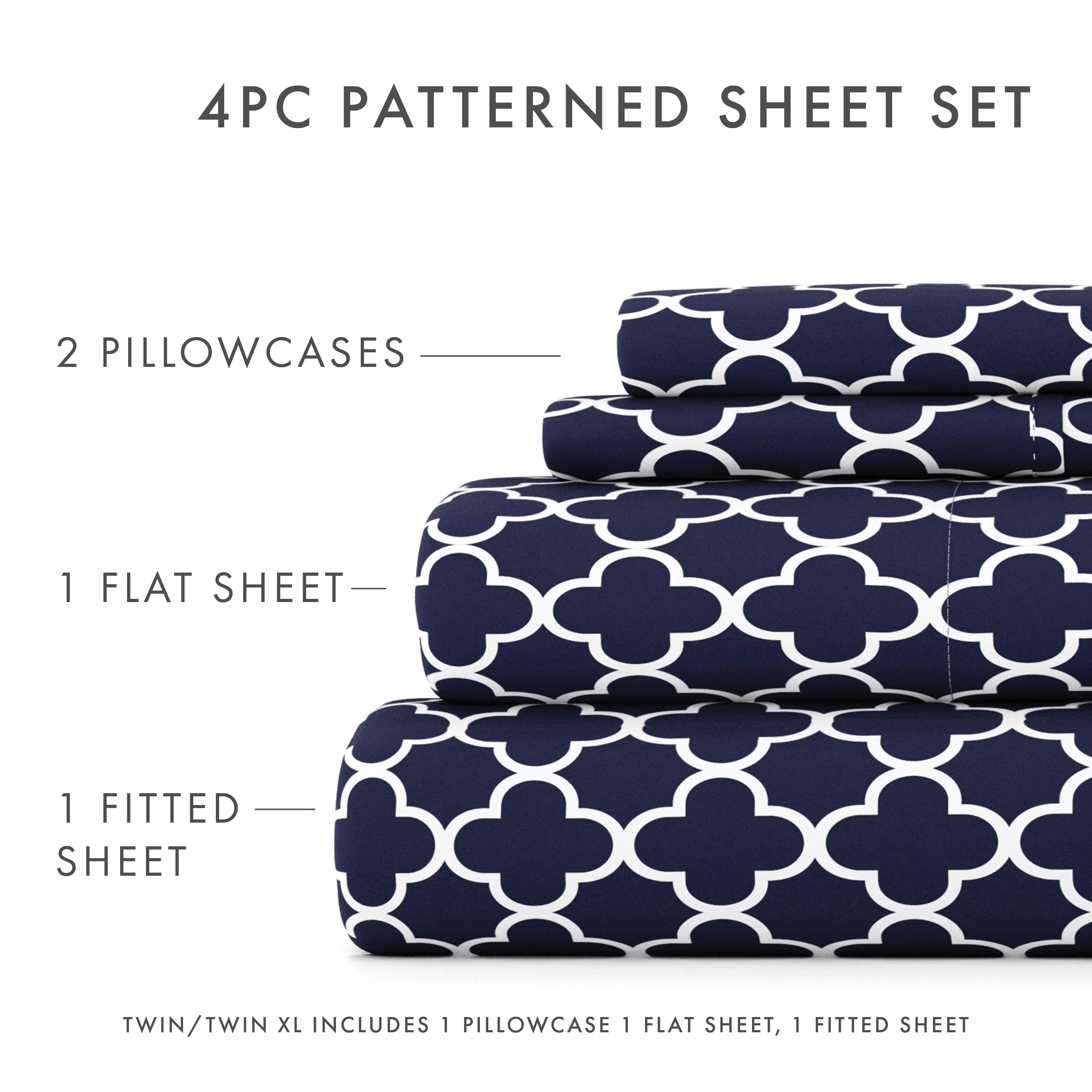 Quatrefoil Pattern 4-Piece Sheet Set - Sale - Image 9