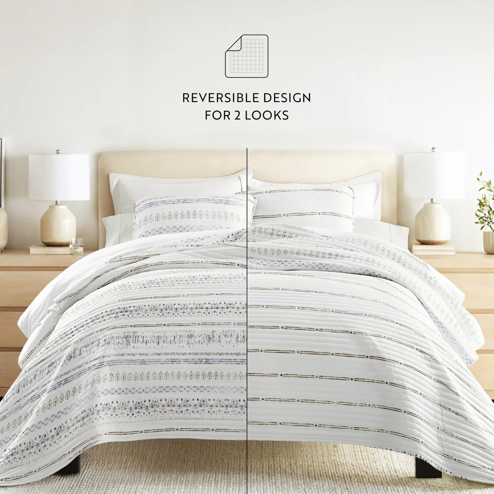 Relic Stripe Reversible Quilted Coverlet Set - Image 9