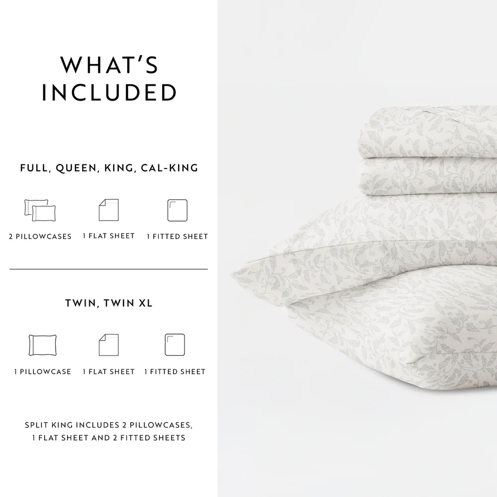 Romantic Vines 4-Piece Long Staple Cotton Sheet Set - Image 10