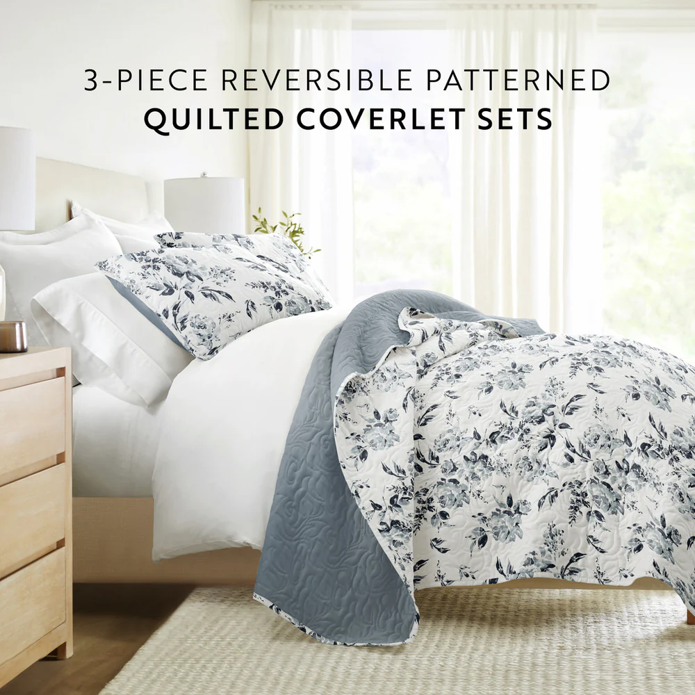 Rose Garden Reversible Quilted Coverlet Set - Image 8