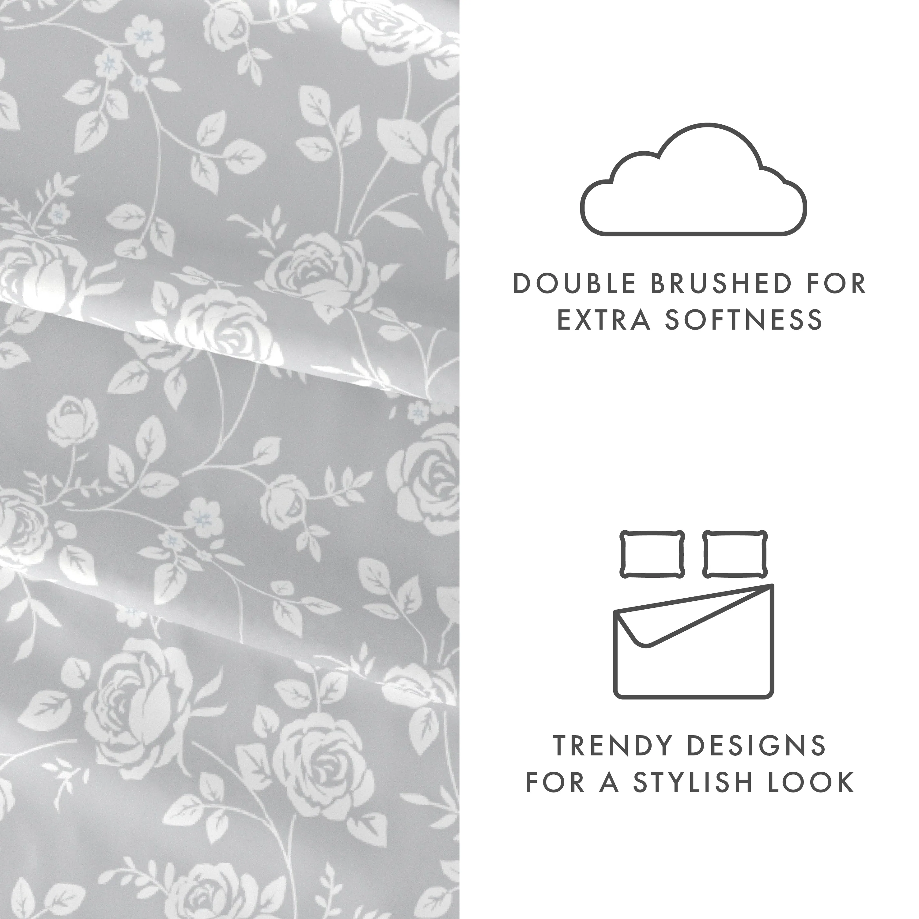 Rose Gray Pattern 4-Piece Sheet Set - Image 6