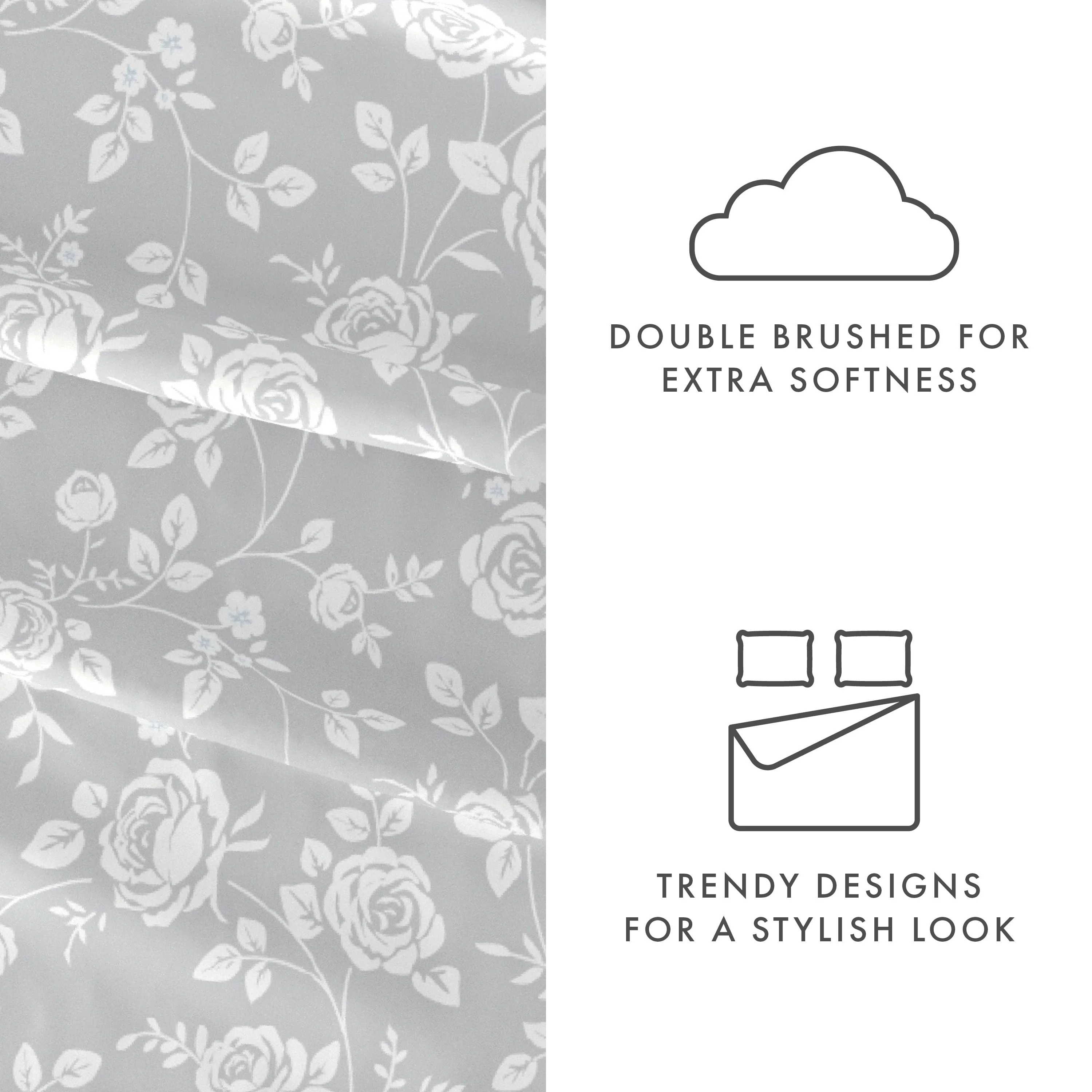 Rose Gray Pattern 4-Piece Sheet Set - Sale - Image 6