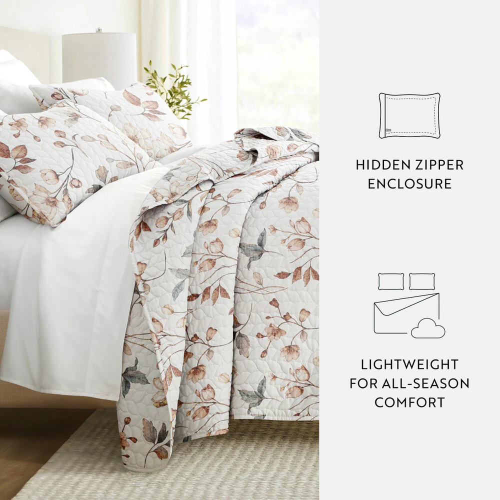 Russet Floral Quilted Coverlet Set - Image 6
