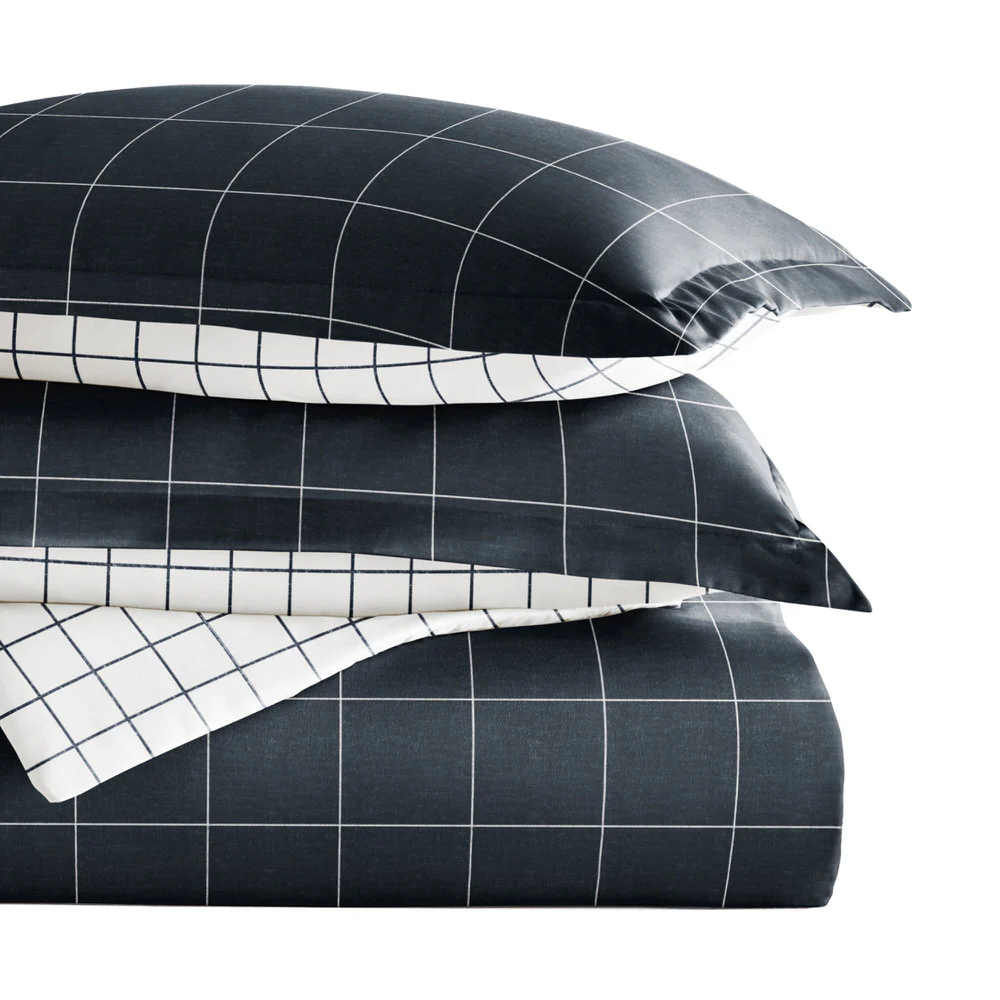 Rustic Windowpane Pattern 3-Piece Reversible Duvet Cover Set - Image 11