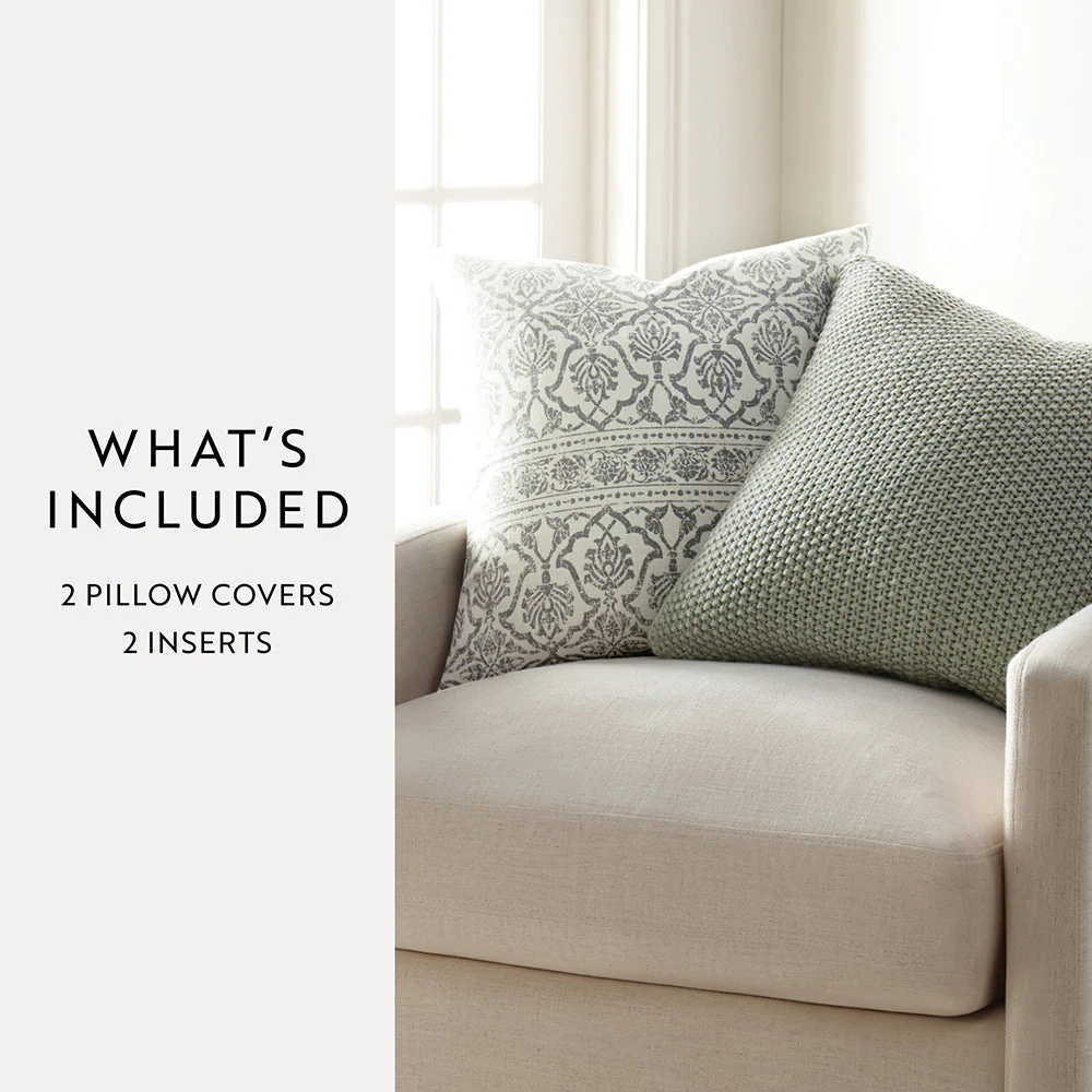 2-Pack Throw Pillows Seed Stitch Knit With Antique Floral (Sale) - Image 19
