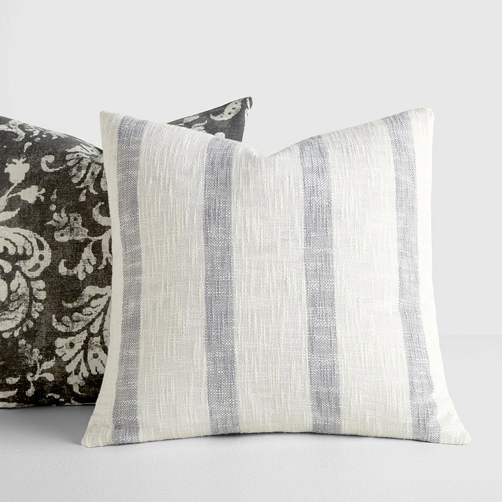 2-Pack Yarn-Dyed Awning Stripe / Distressed Floral Décor Throw Pillows (Sale) - Image 2