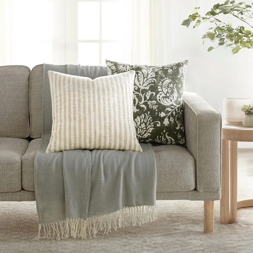 2-Pack Yarn-Dyed Bengal Stripe / Distressed Floral Décor Throw Pillows (Sale) - Image 7