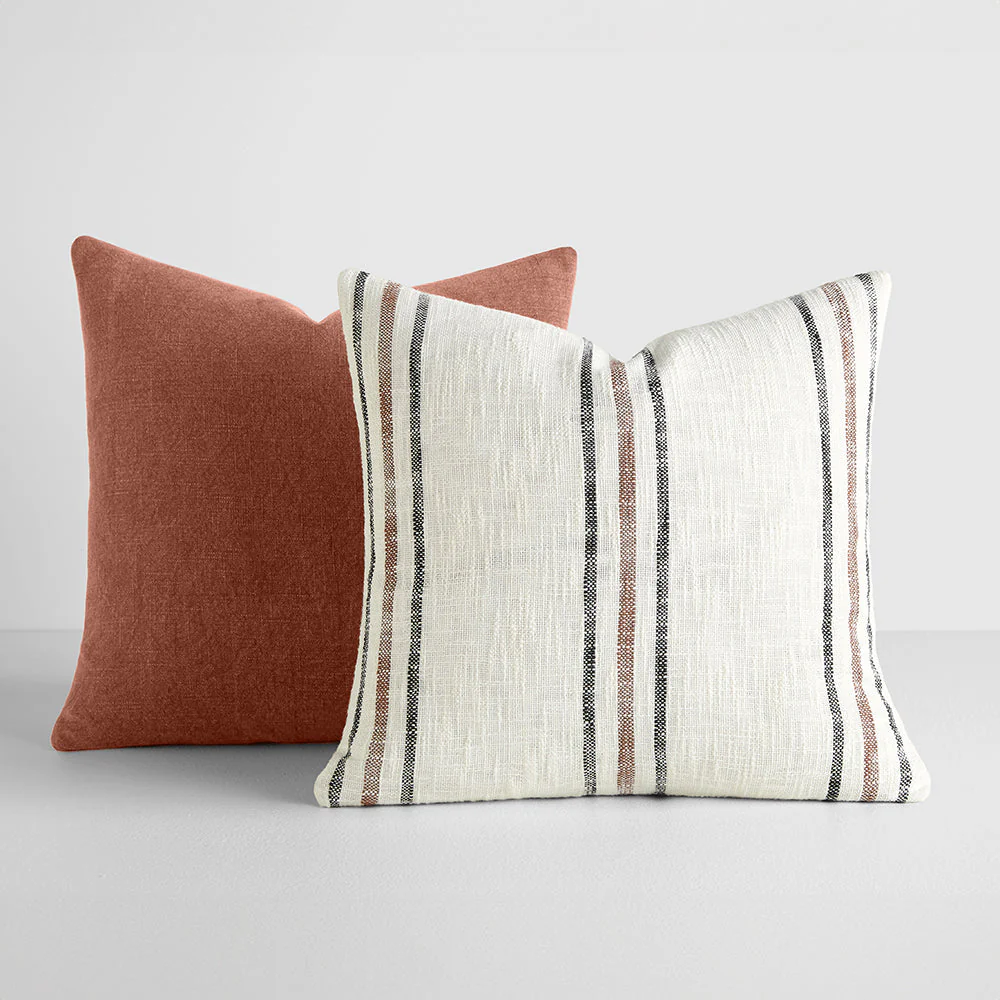 2-Pack Yarn-Dyed Framed Stripe / Solid Décor Throw Pillows (Sale) - Image 2
