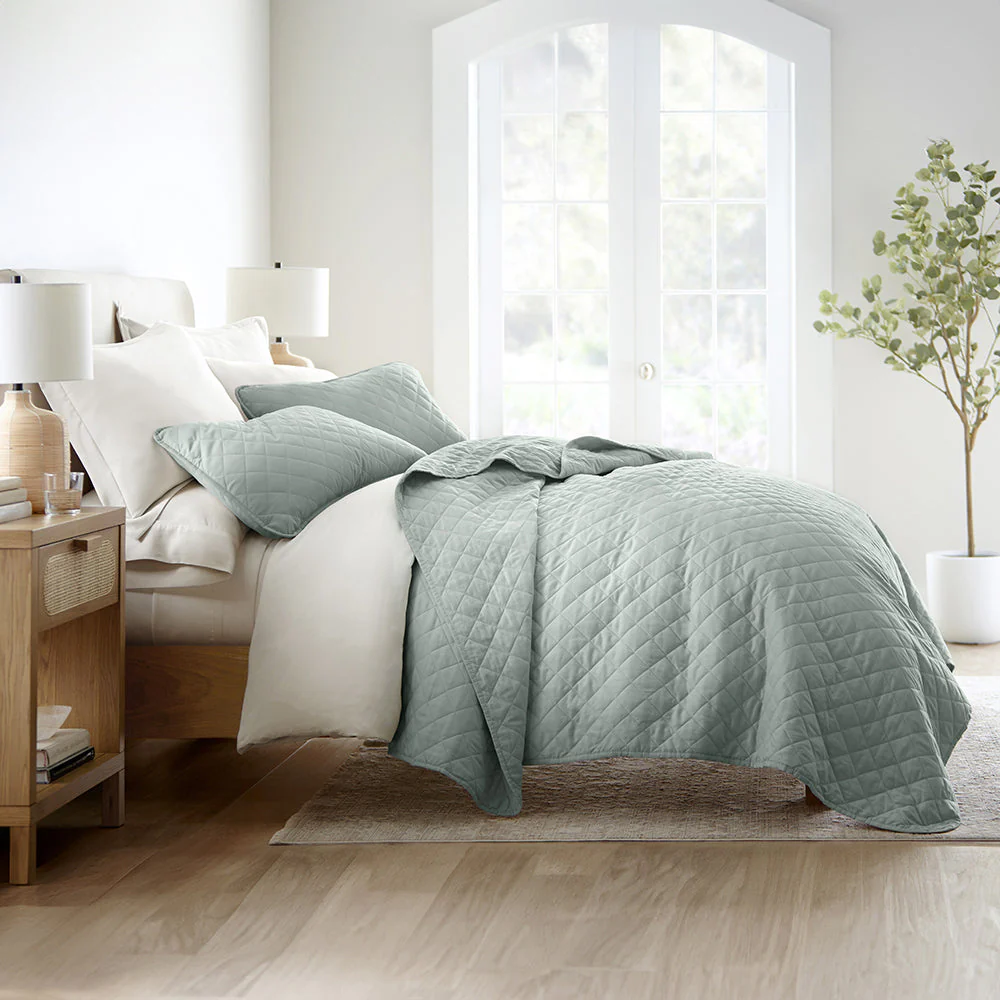Sale - 3-Piece Diamond Stitch Quilted Coverlet Set - Image 23