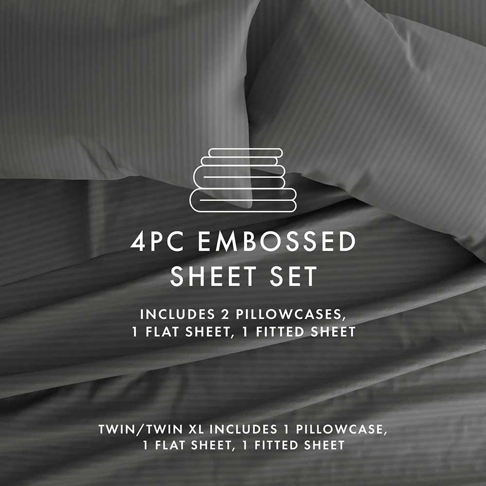 Striped Embossed 4-Piece Sheet Set (Sale) - Image 40
