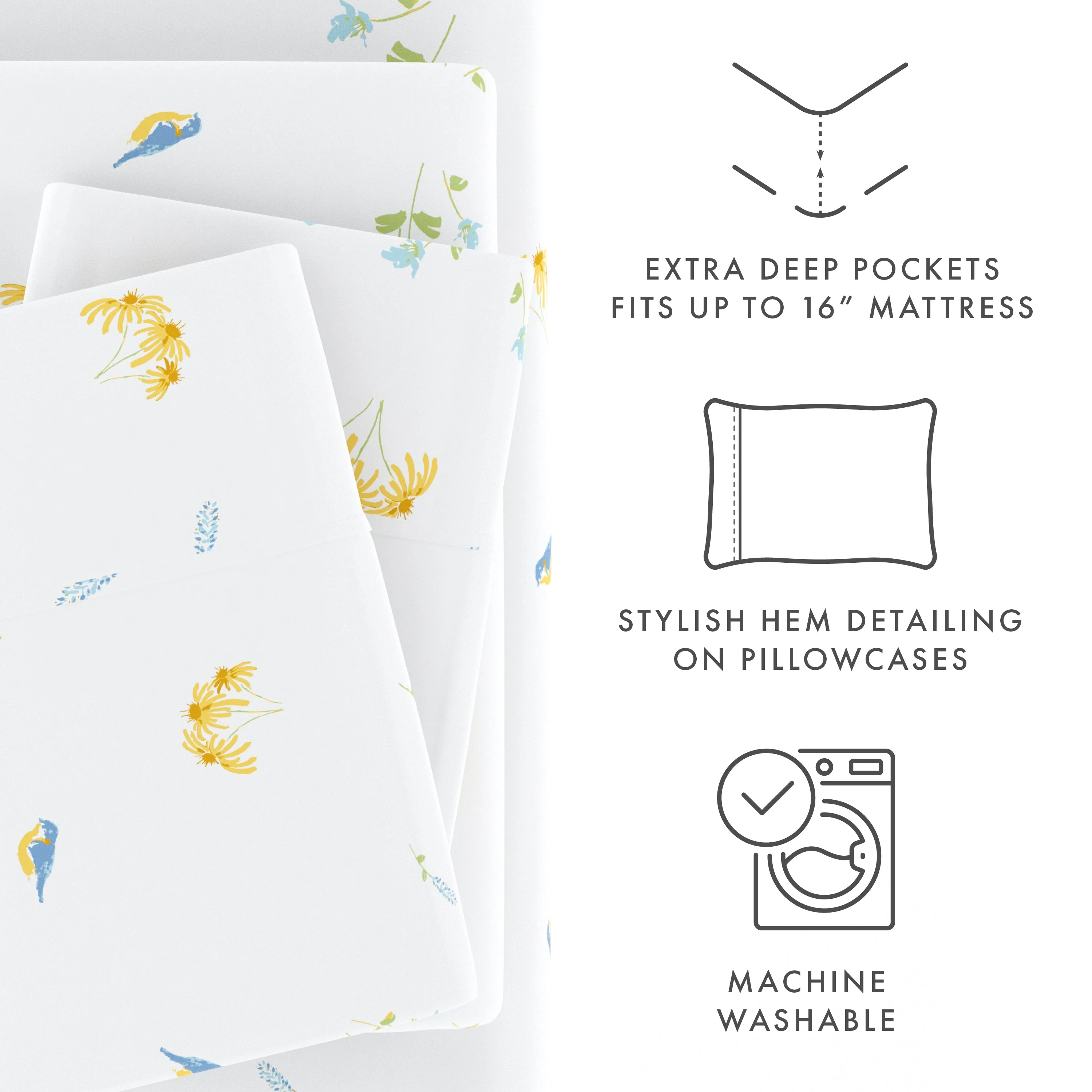 Bluebirds Pattern 4-Piece Sheet Set (Sale) - Image 7