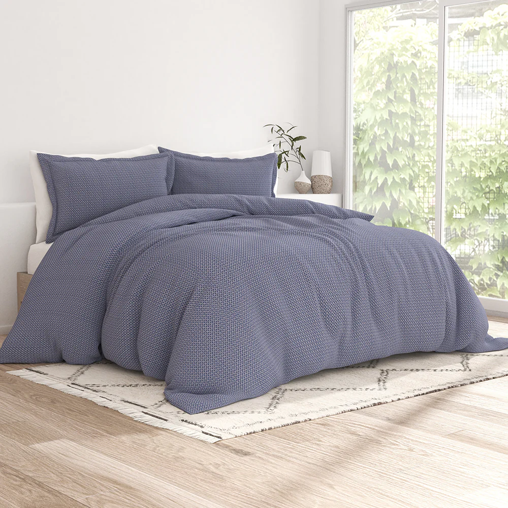 Blue Diamond Pattern 3-Piece Duvet Cover Set (Sale) - Image 2